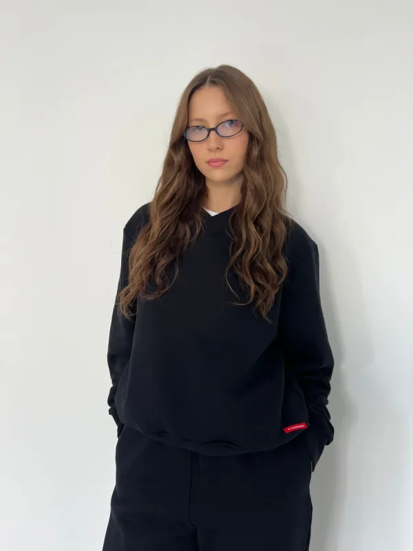 v-neck crew jumper | black sold by With Consideration
