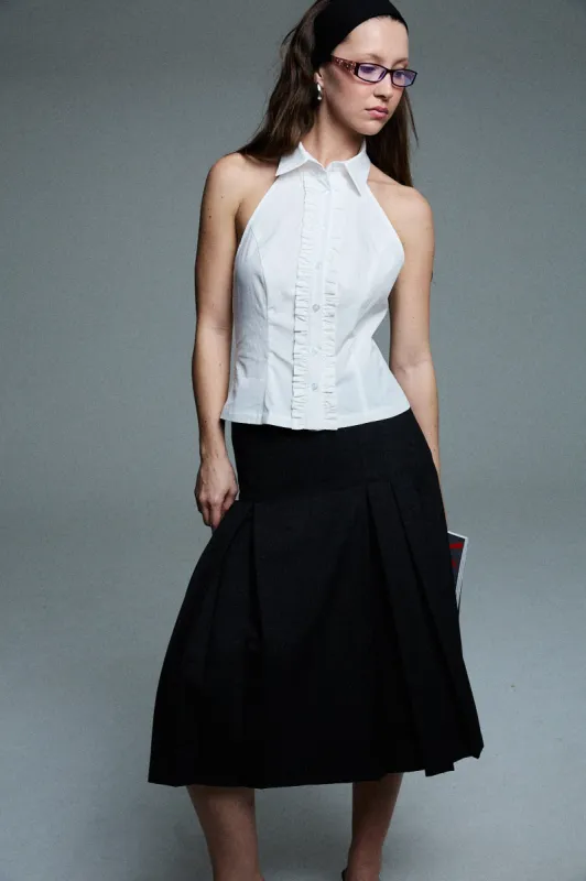 pleated midi skirt - charcoal sold by With Consideration
