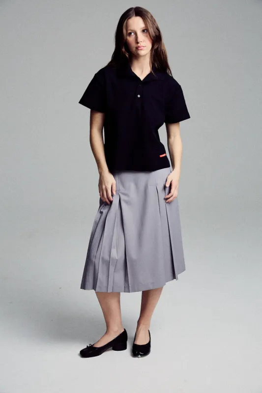 pleated midi skirt - slate sold by With Consideration