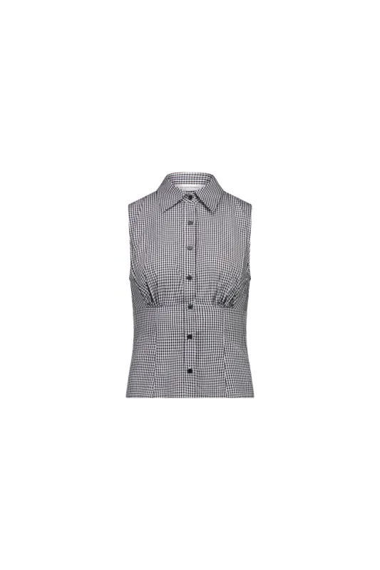 Gingham Sleeveless Shirt | Noir sold by With Consideration