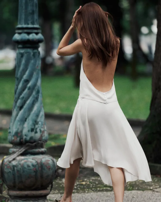 Asymmetric Sandwashed Skirt | Dove sold by With Consideration