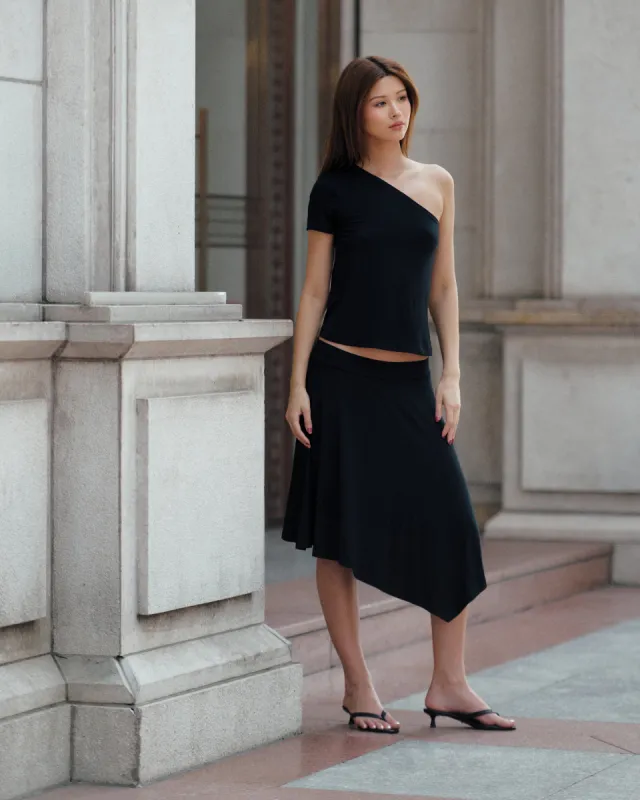 Asymmetric Bamboo Skirt | Black sold by With Consideration