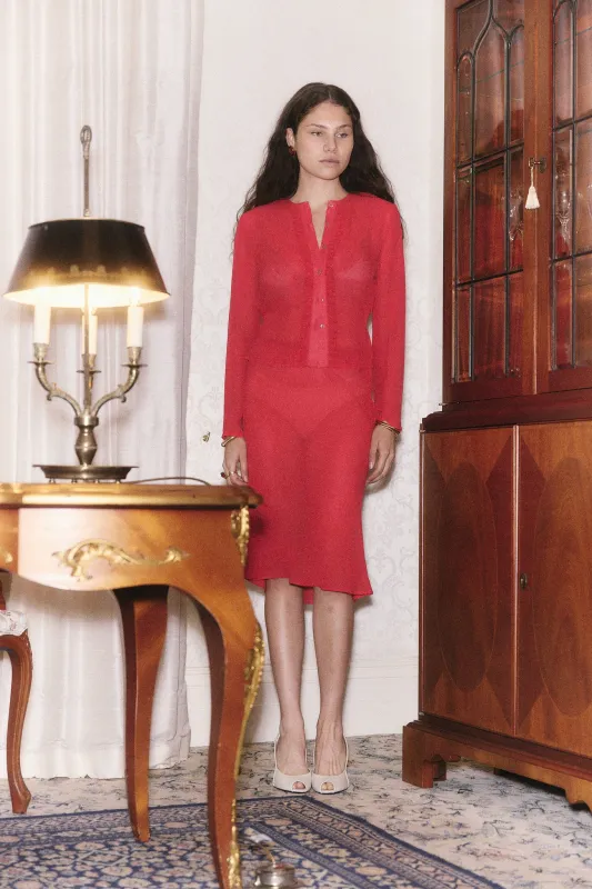 Sheer Midi Skirt | Red sold by With Consideration