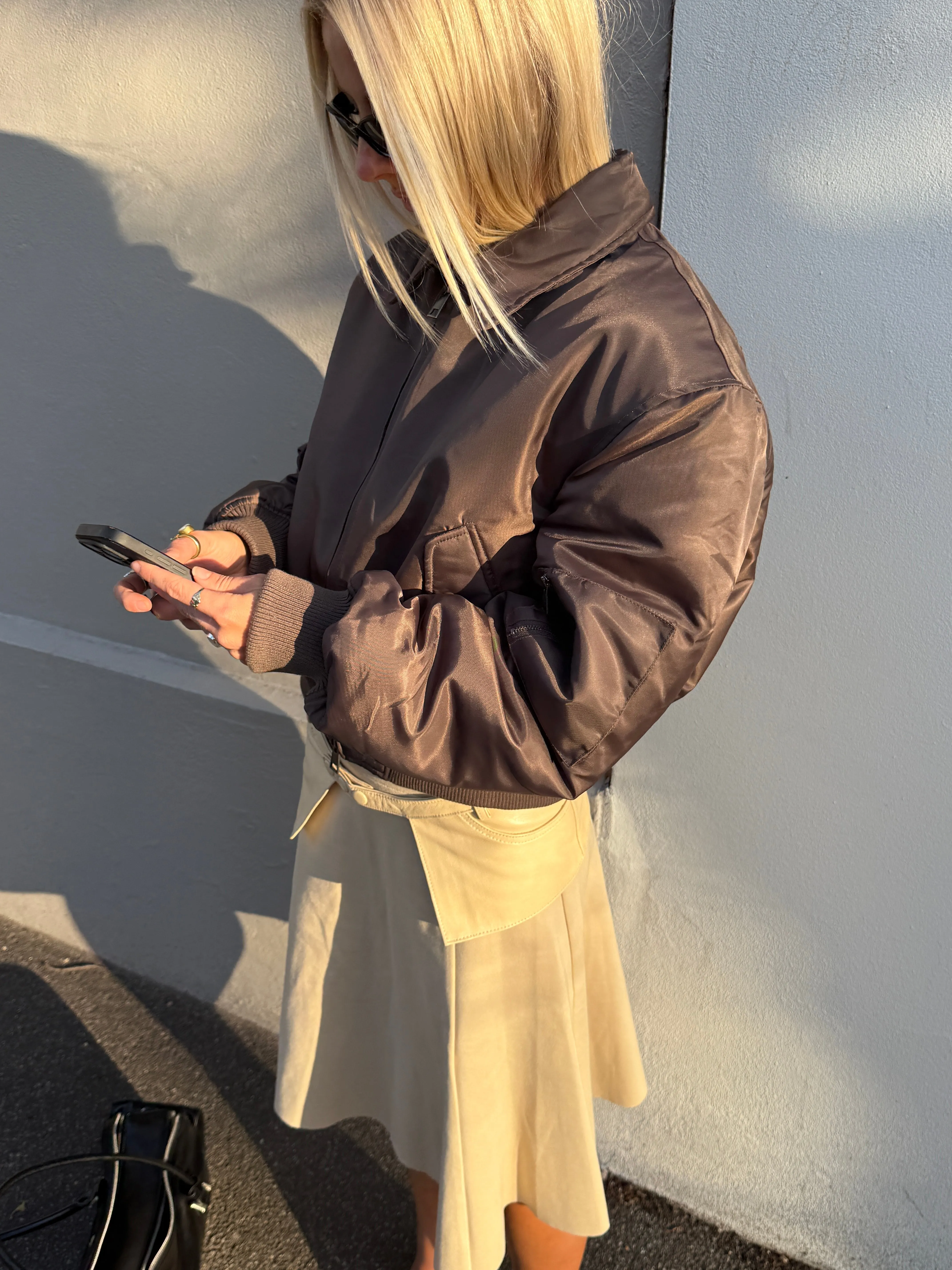 Chocolate Bomber Jacket sold by With Consideration product image thumbnail 3