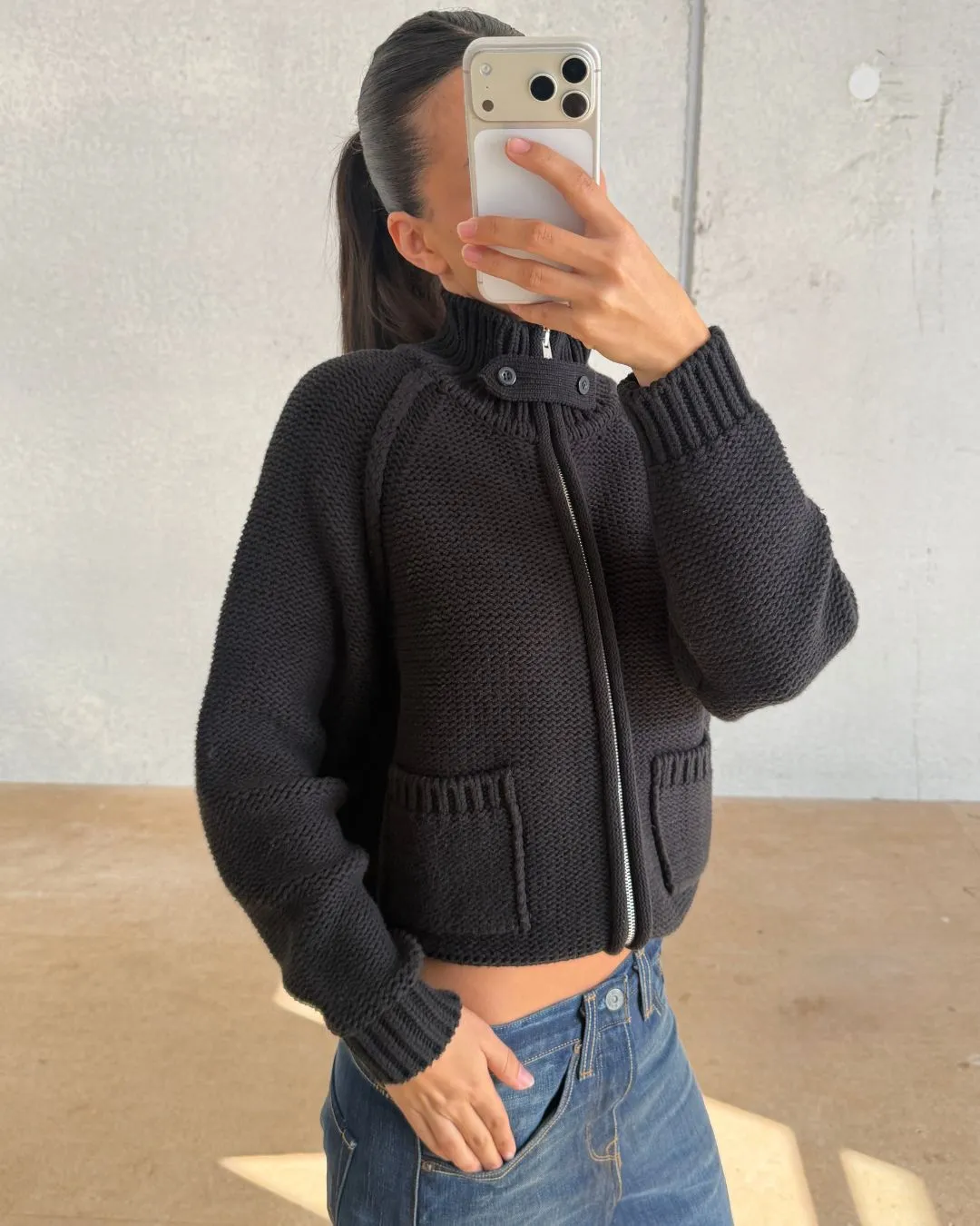 Chunky Knit Zip Up sold by With Consideration product image thumbnail 4