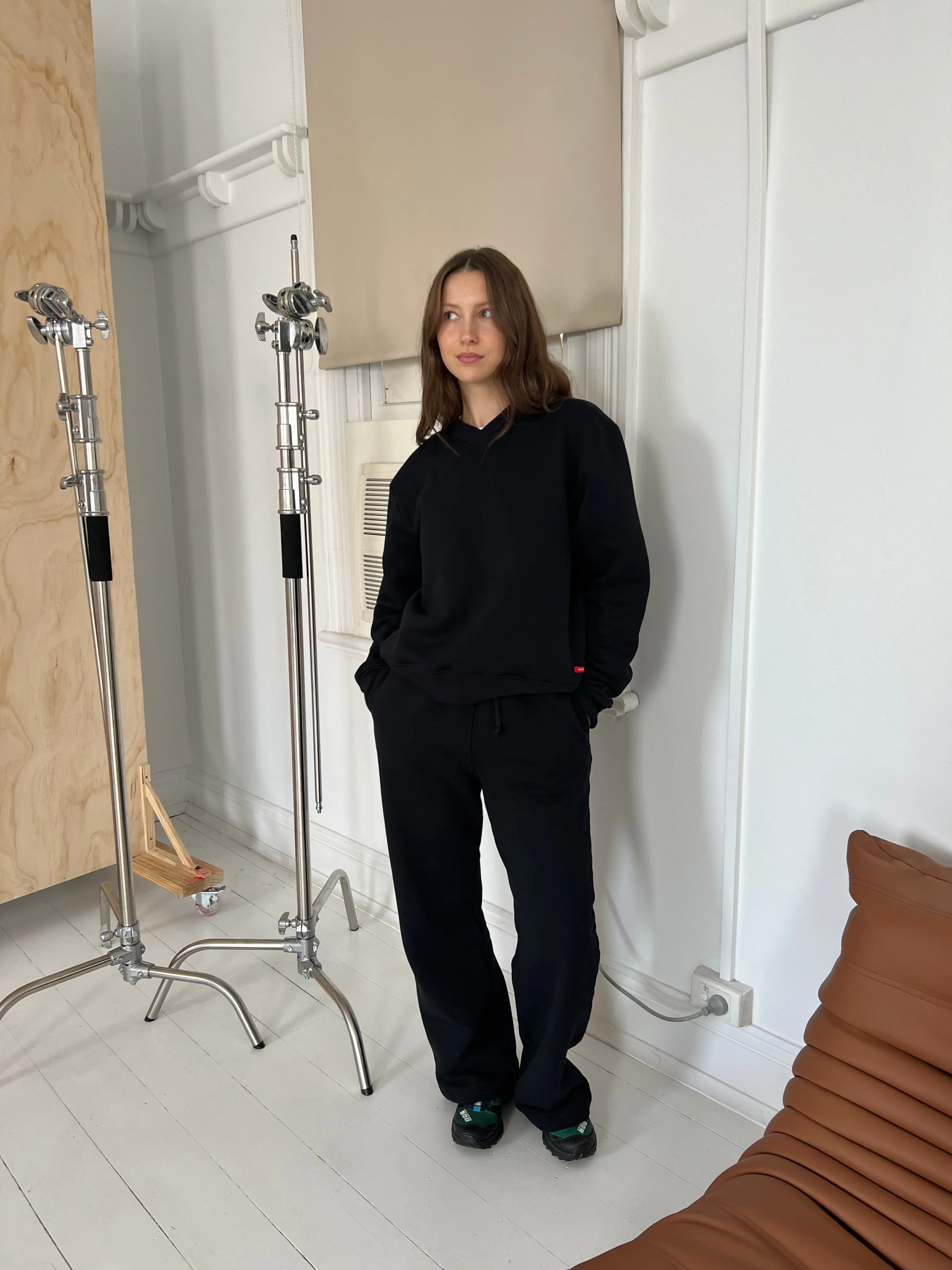 wide leg tracksuit pants | black sold by With Consideration