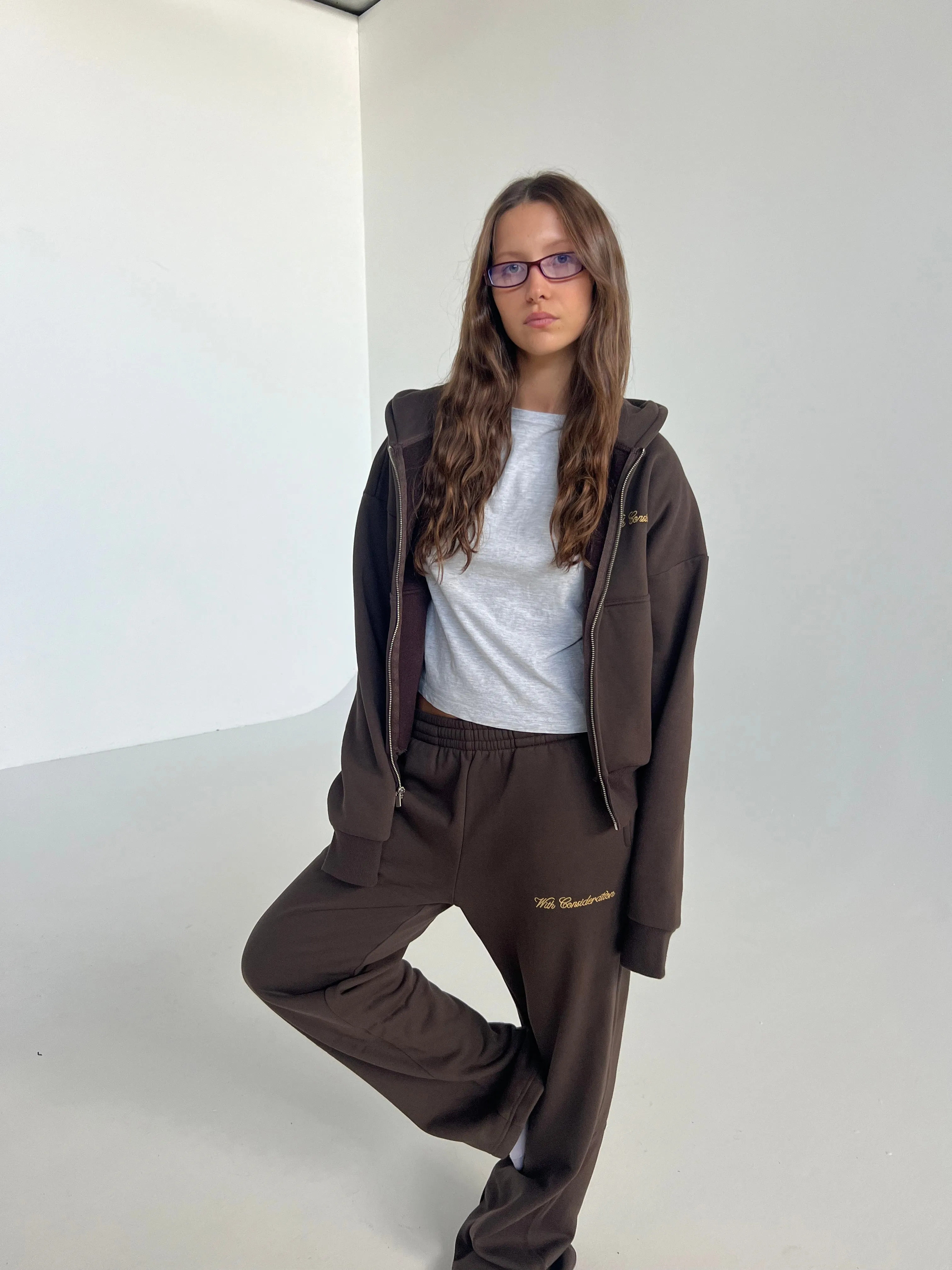 Signature Zip Up Hoodie | Brown sold by With Consideration product image thumbnail 3