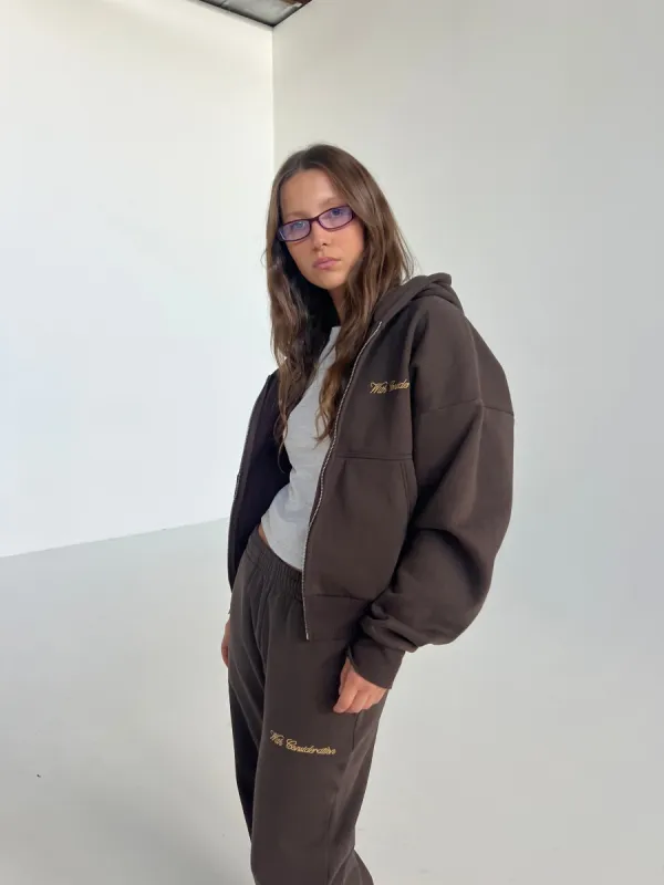 Signature Zip Up Hoodie | Brown sold by With Consideration