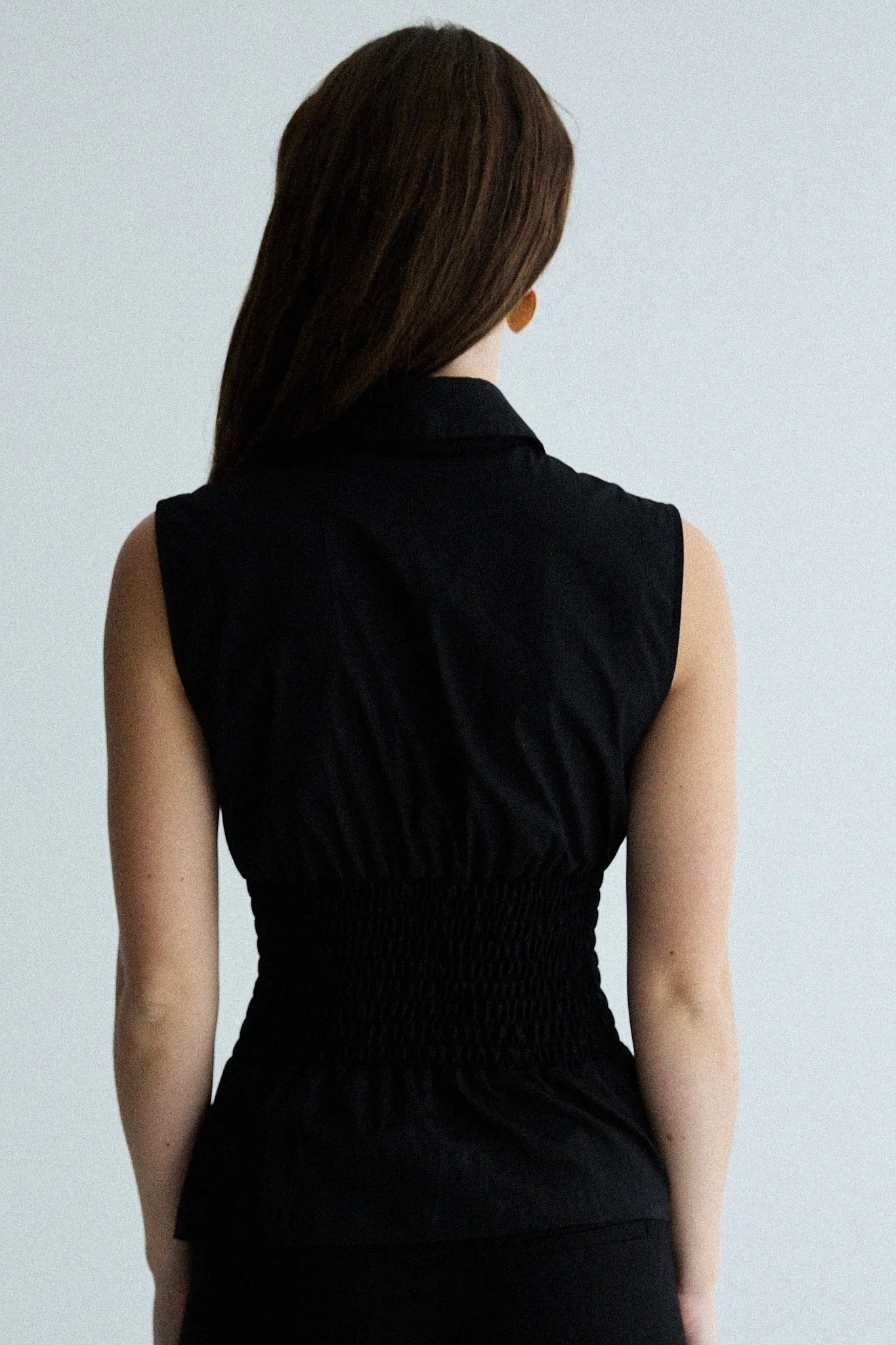 sleeveless shirred shirt - black sold by With Consideration product image thumbnail 5