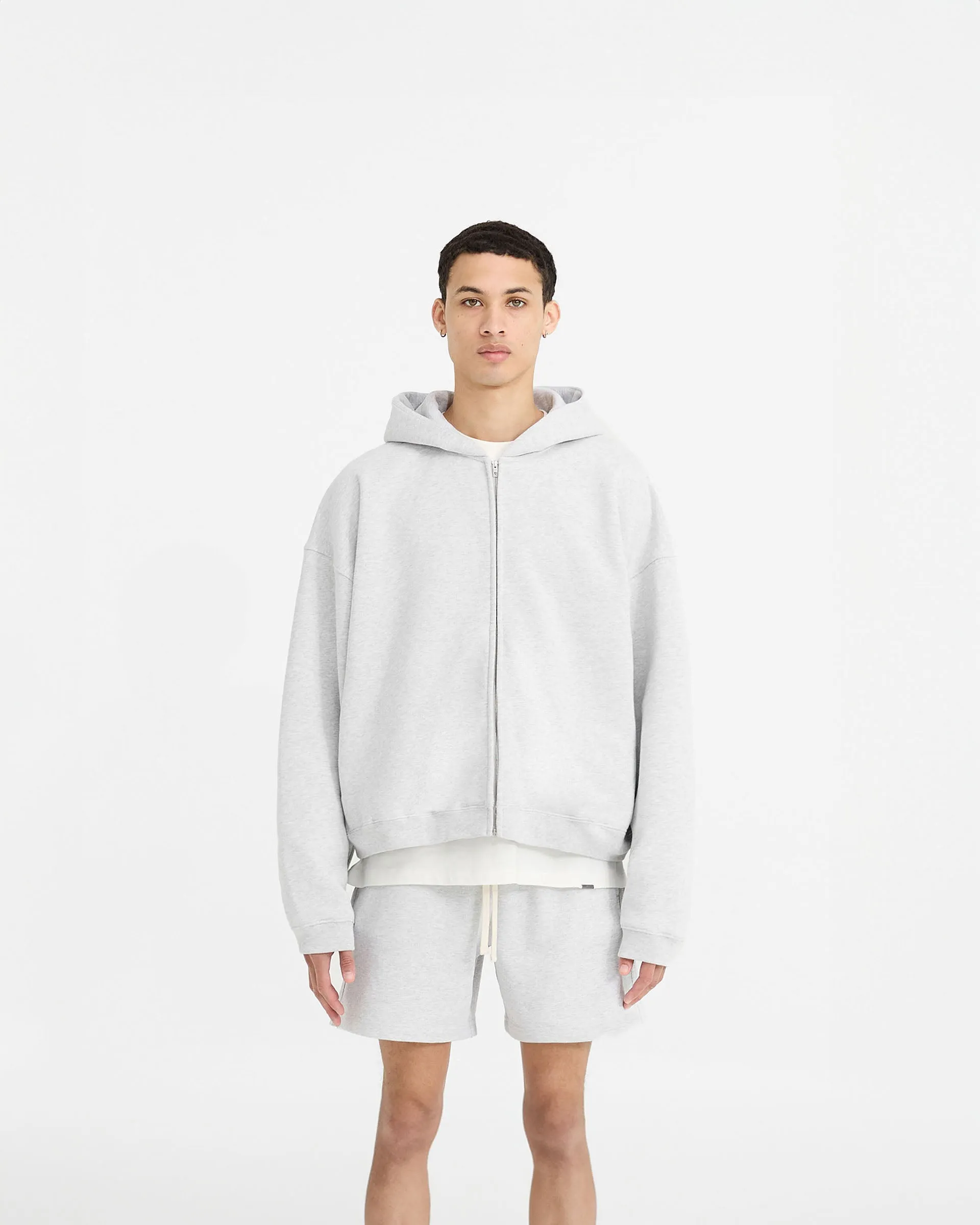 Initial Boxy Zip Through Hoodie - Ice Grey Marl sold by Represent product image thumbnail 3