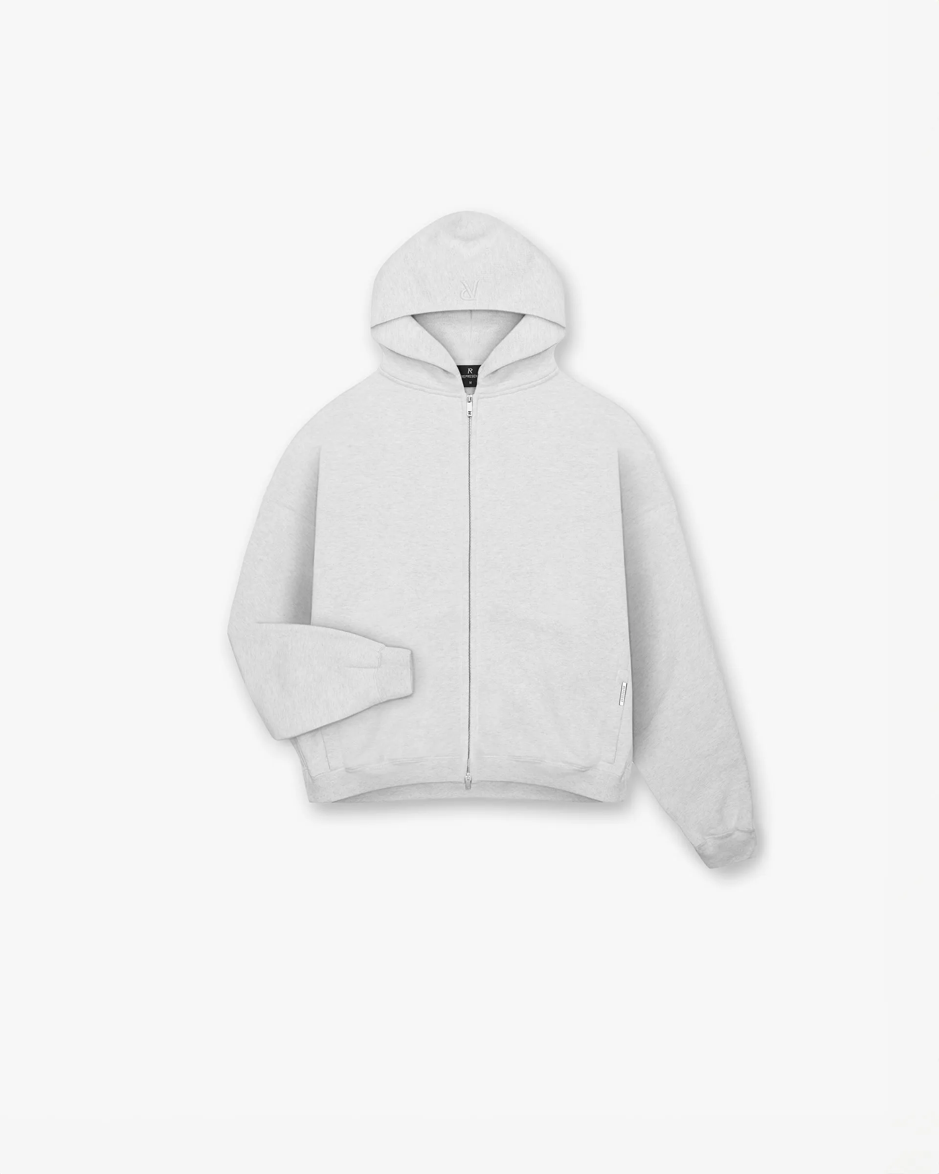 Initial Boxy Zip Through Hoodie - Ice Grey Marl sold by Represent
