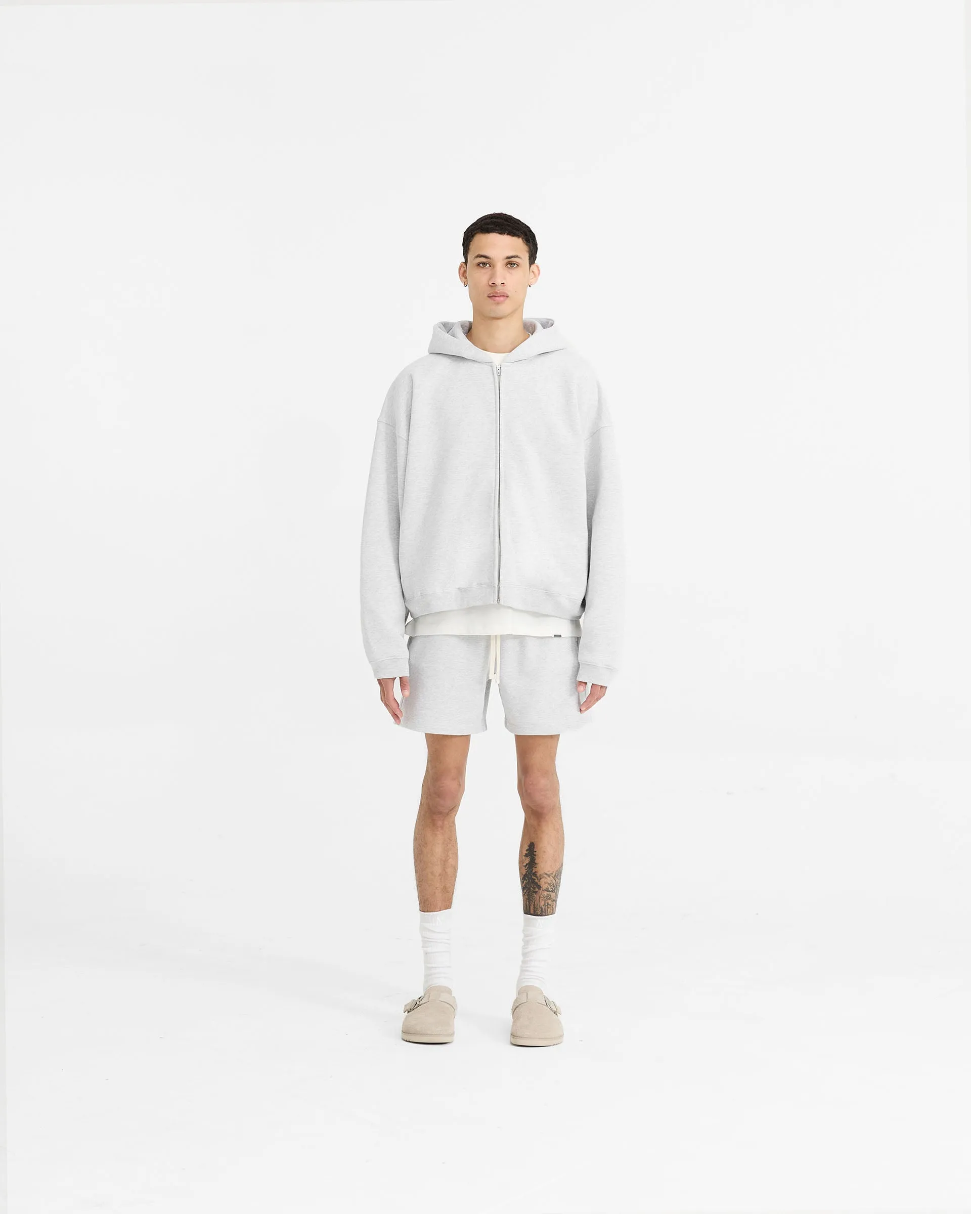Initial Boxy Zip Through Hoodie - Ice Grey Marl sold by Represent product image thumbnail 5