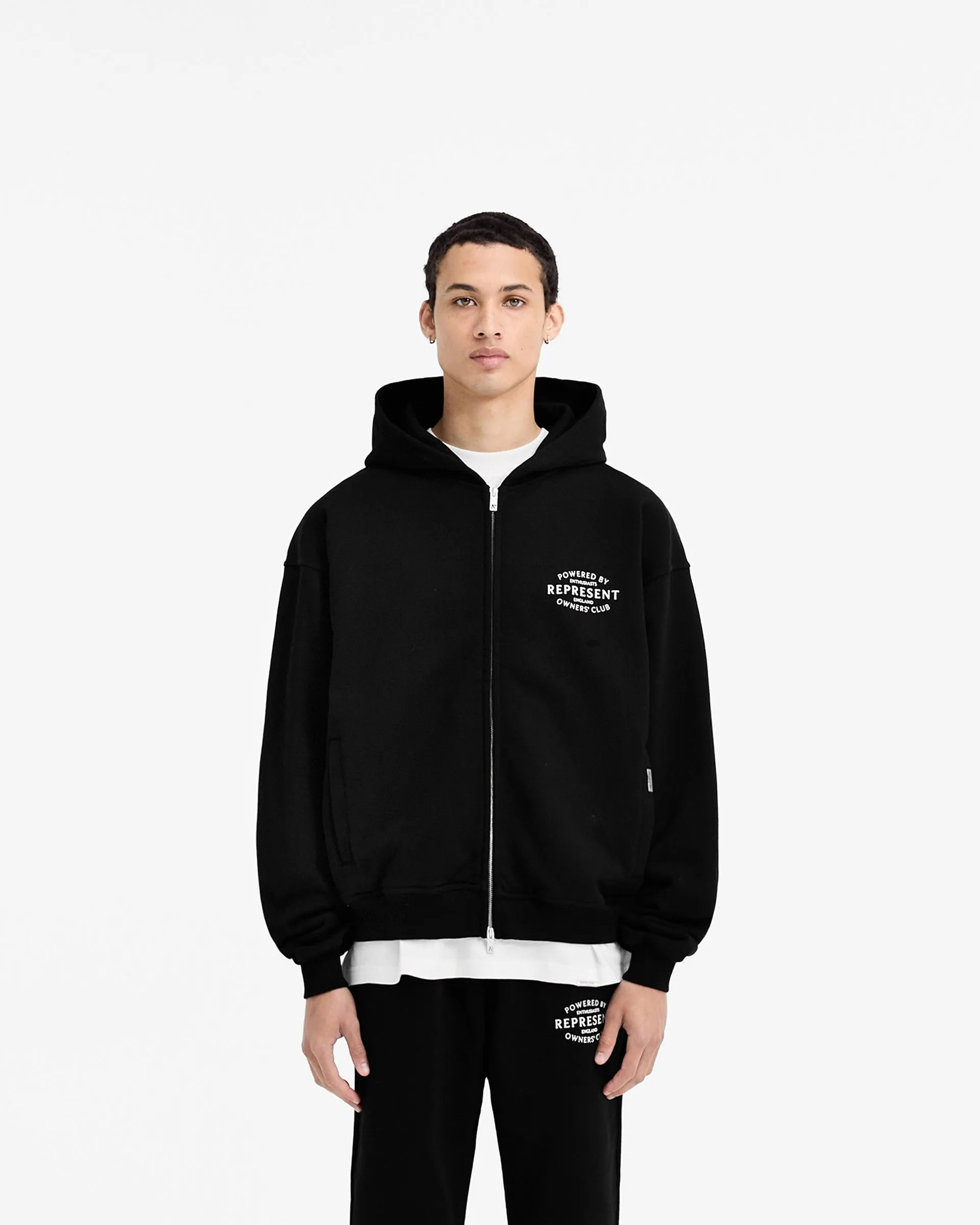 Represent Owners Club Stamp Zip Up Hoodie - Jet Black sold by Represent product image thumbnail 3