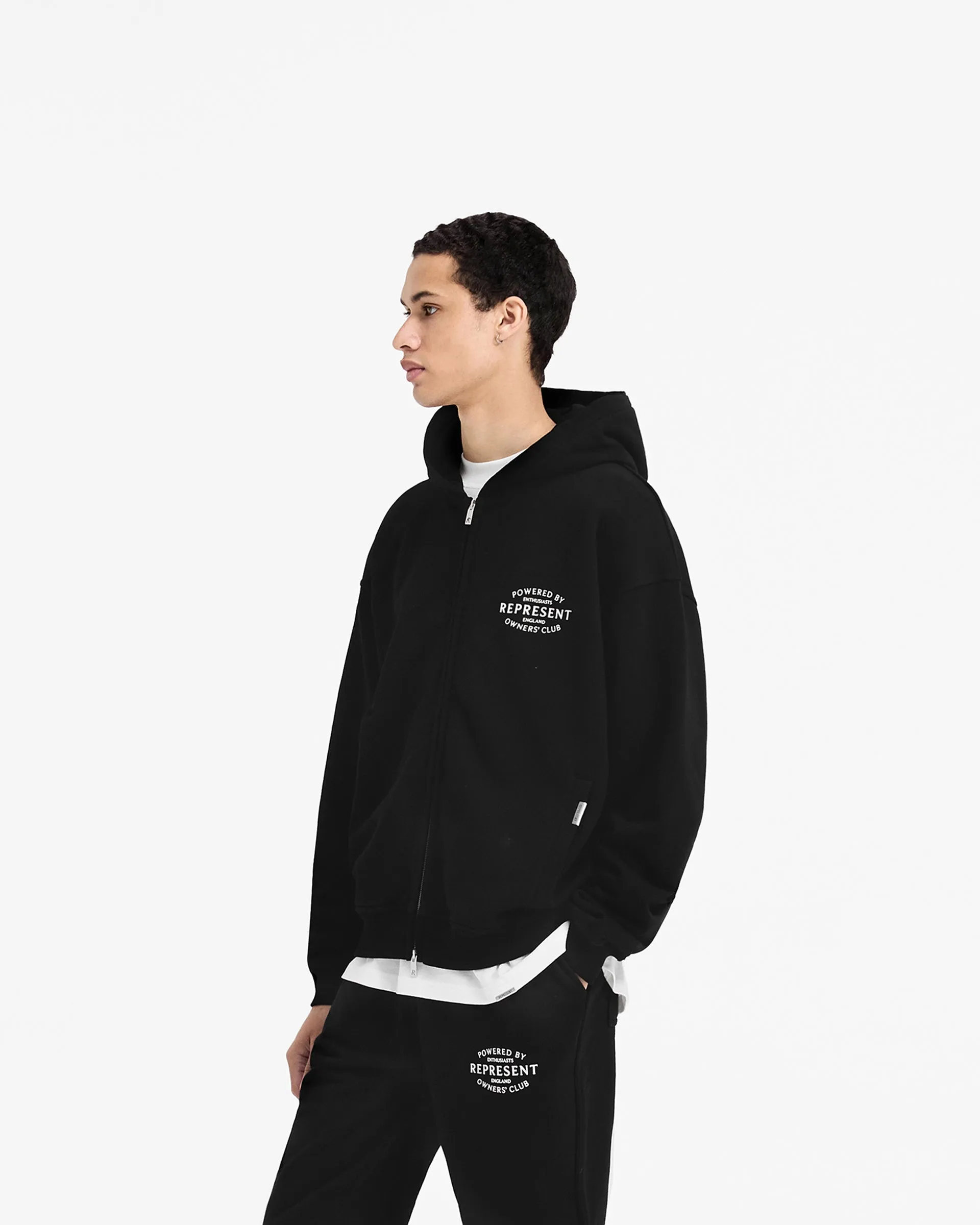 Represent Owners Club Stamp Zip Up Hoodie - Jet Black sold by Represent product image thumbnail 4