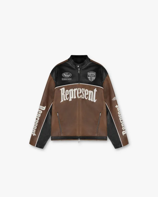 Leather Motor Jacket - Vintage Brown Black sold by Represent