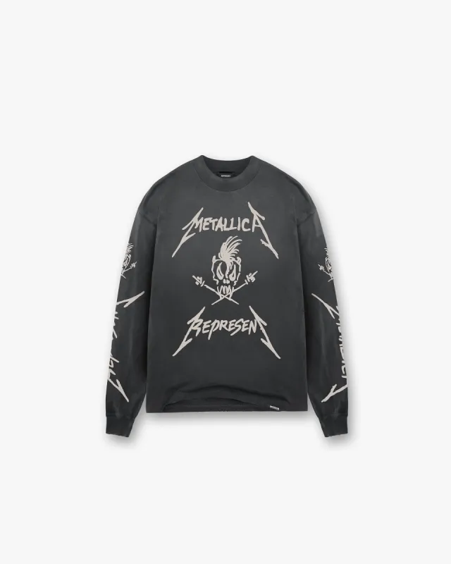 Represent X Metallica Garage Inc Long Sleeve T-Shirt - Stained Black made by Represent
