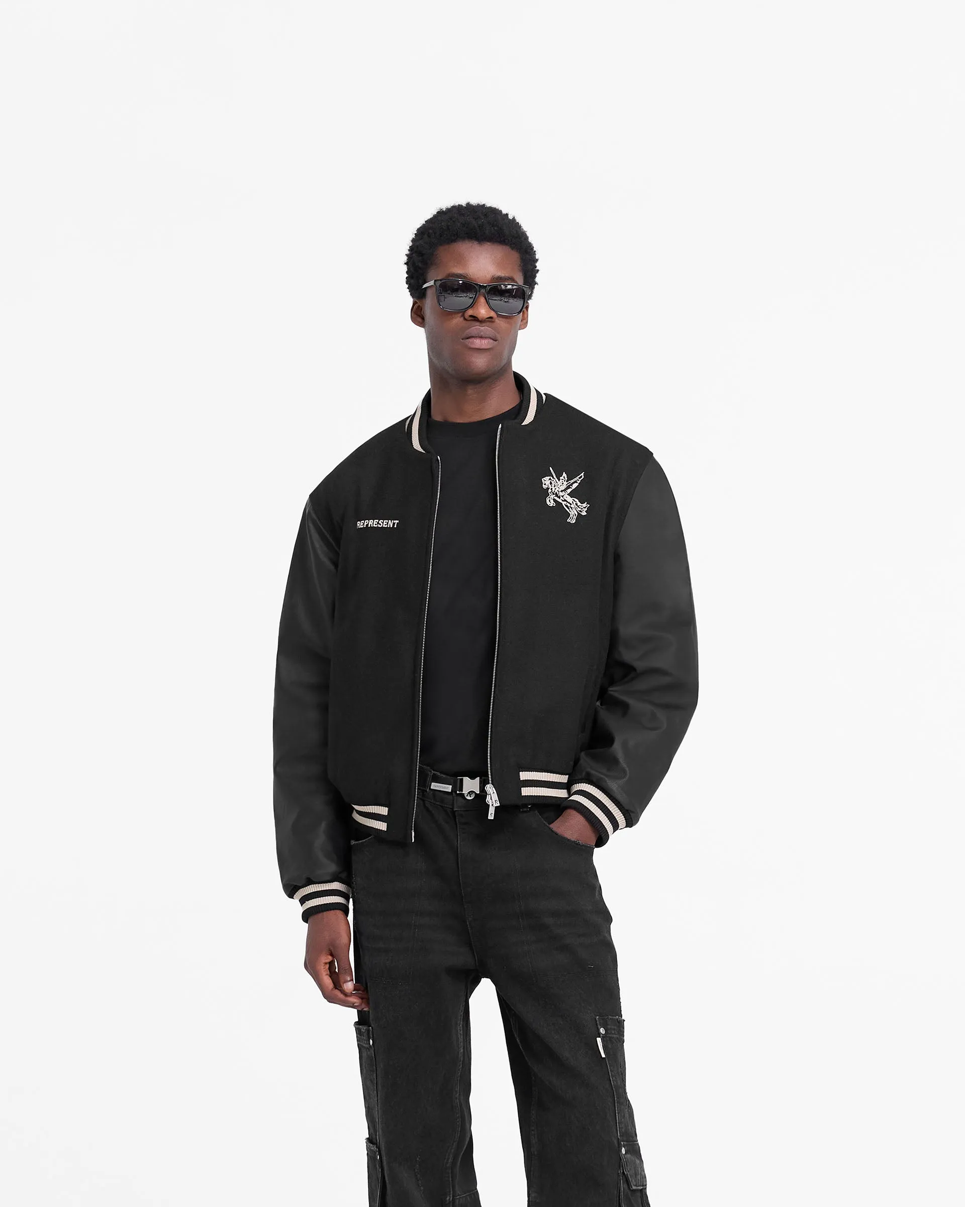 Mascot Wool Varsity Jacket - Jet Black sold by Represent product image thumbnail 3
