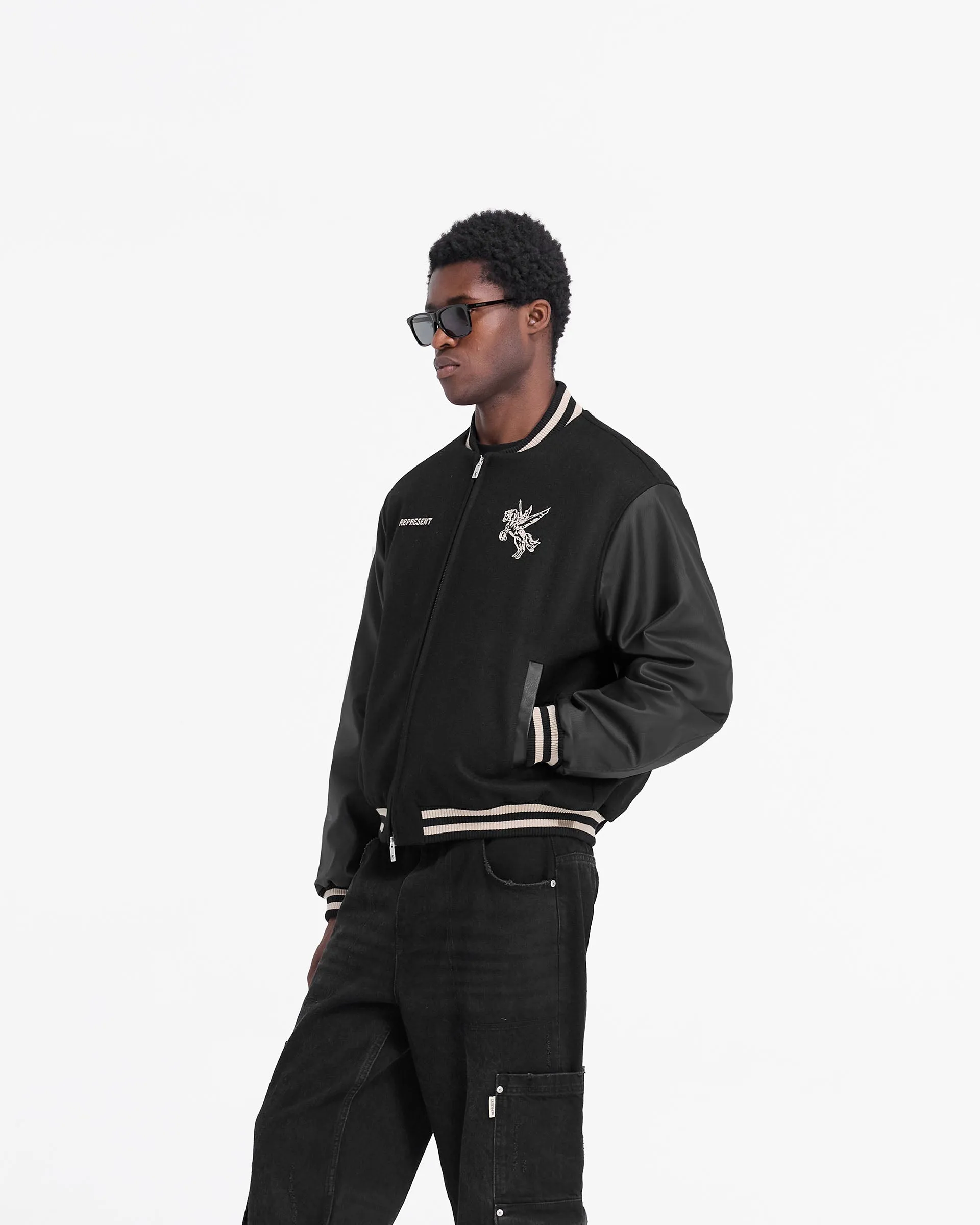 Mascot Wool Varsity Jacket - Jet Black sold by Represent product image thumbnail 4
