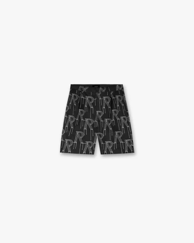 Embroidered Initial Tailored Short - Black made by Represent