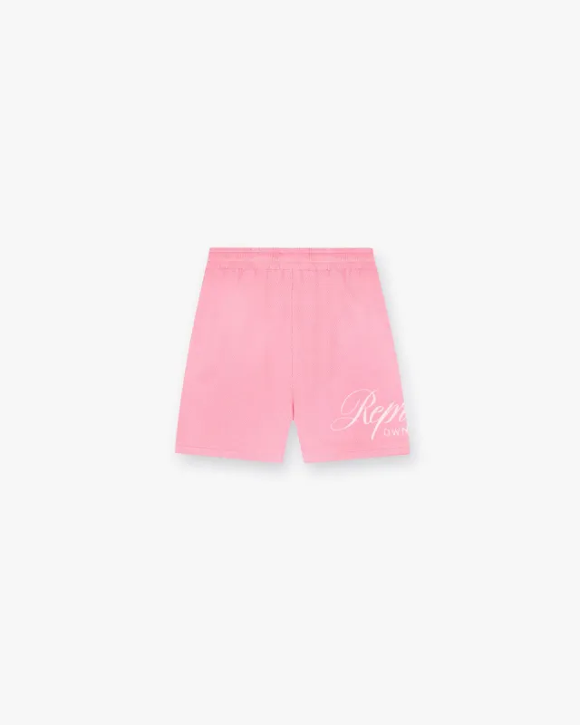 Represent Owners Club Script Mesh Shorts - Pink sold by Represent