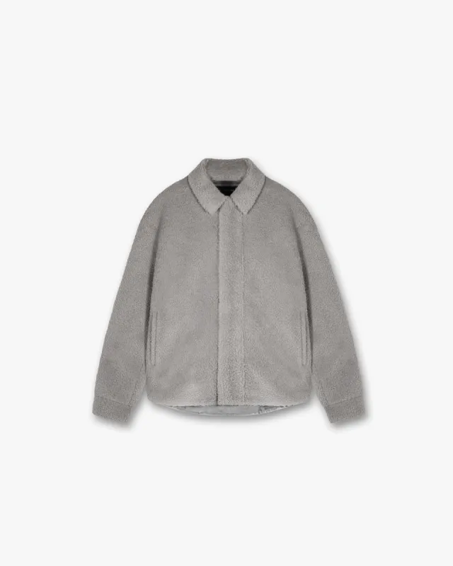 Shearling Scoop Hem Shirt - Ice Grey made by Represent