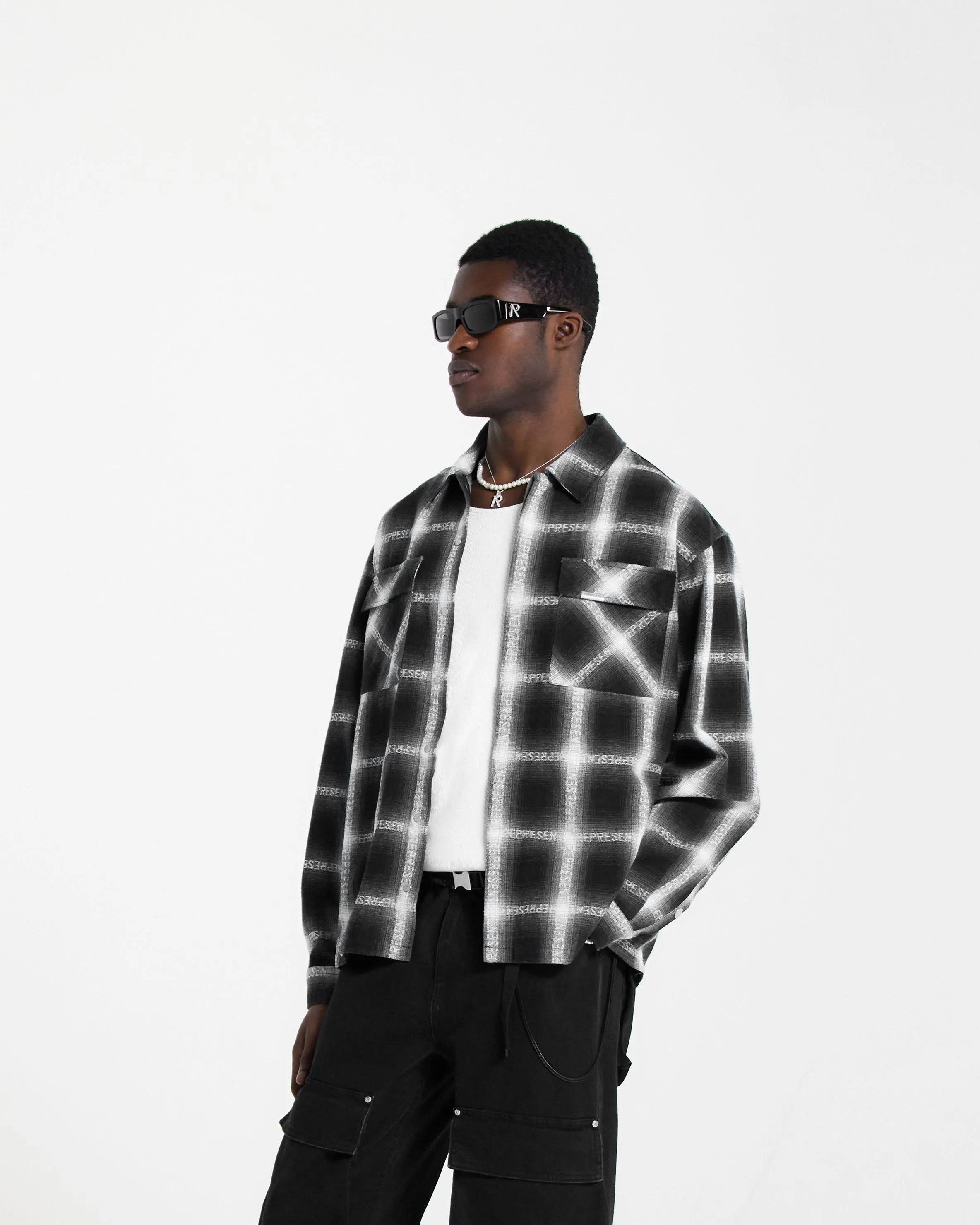 Logo Flannel Shirt - Black sold by Represent product image thumbnail 3