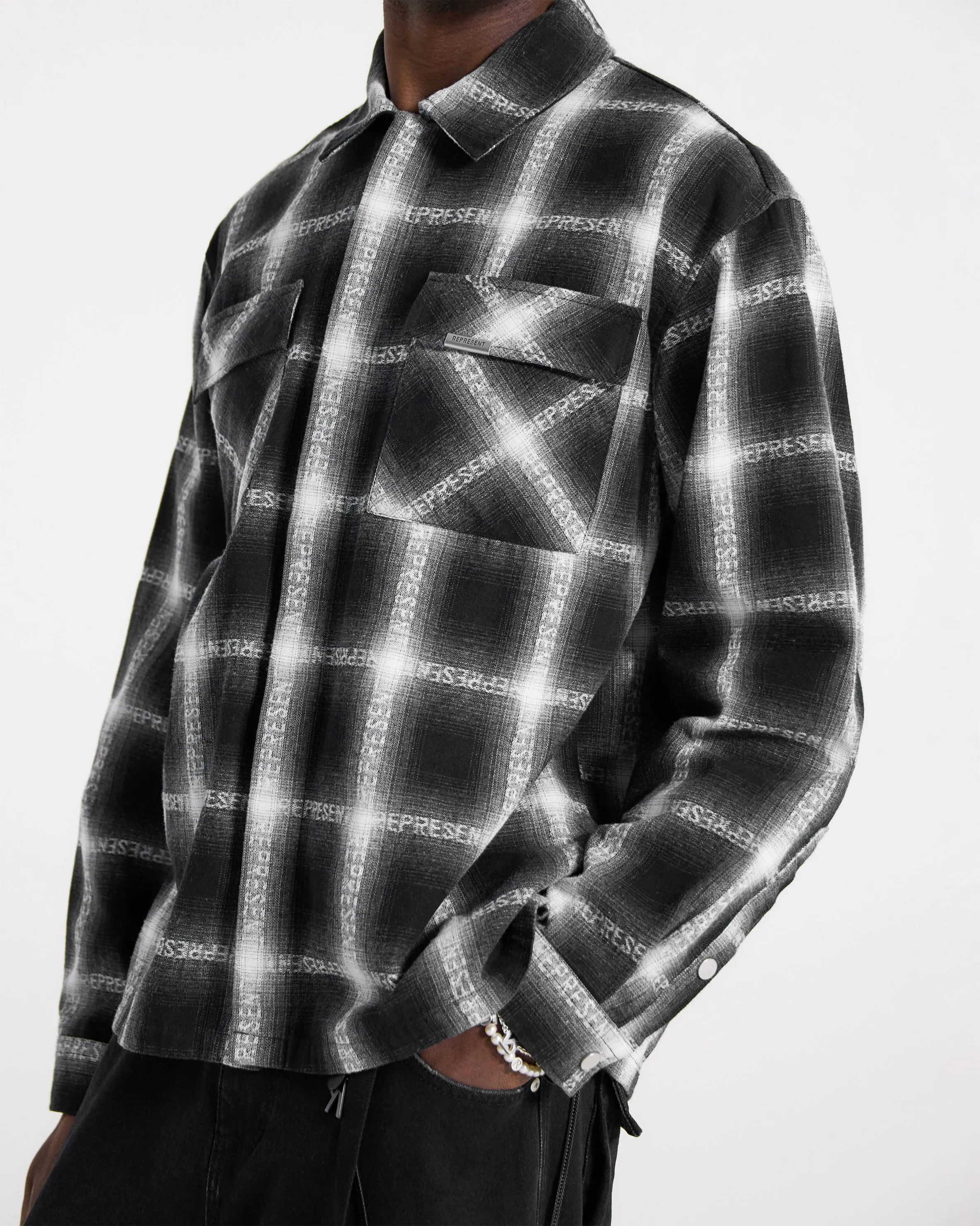 Logo Flannel Shirt - Black sold by Represent product image thumbnail 5