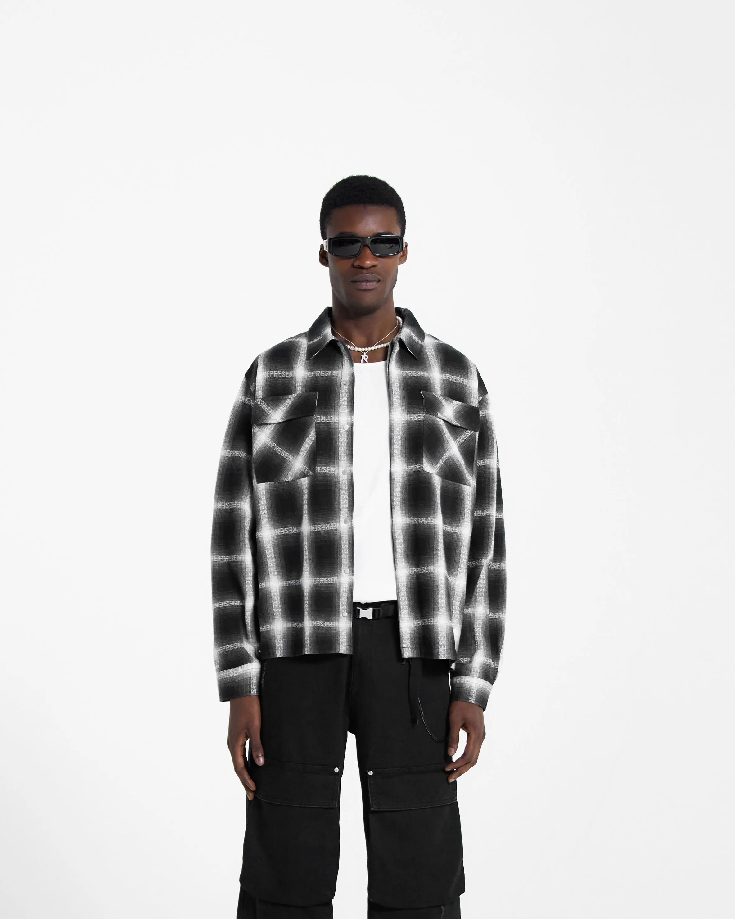 Logo Flannel Shirt - Black sold by Represent product image thumbnail 2