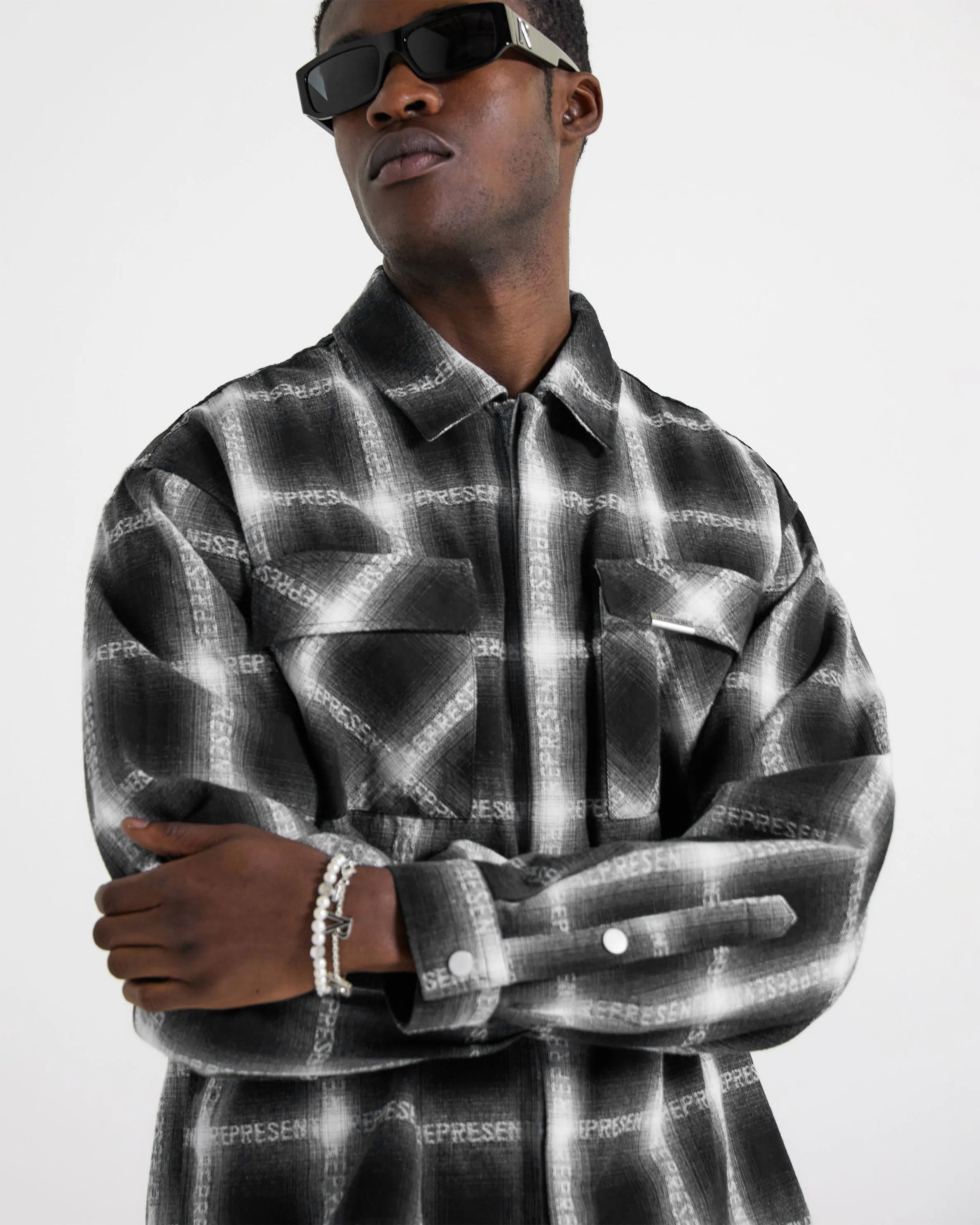Logo Flannel Shirt - Black sold by Represent product image thumbnail 4