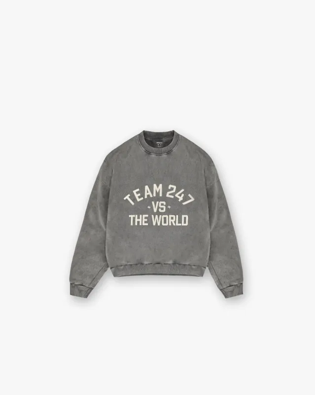 247 Vs The World Boxy Sweater - Pewter sold by Represent