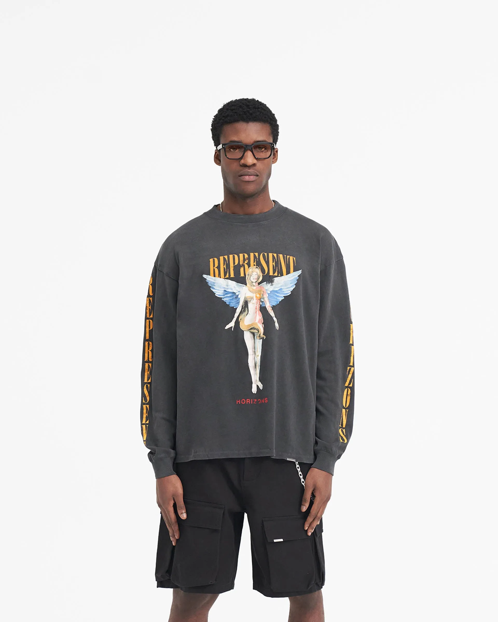 Reborn Long Sleeve T-Shirt - Aged Black sold by Represent product image thumbnail 3