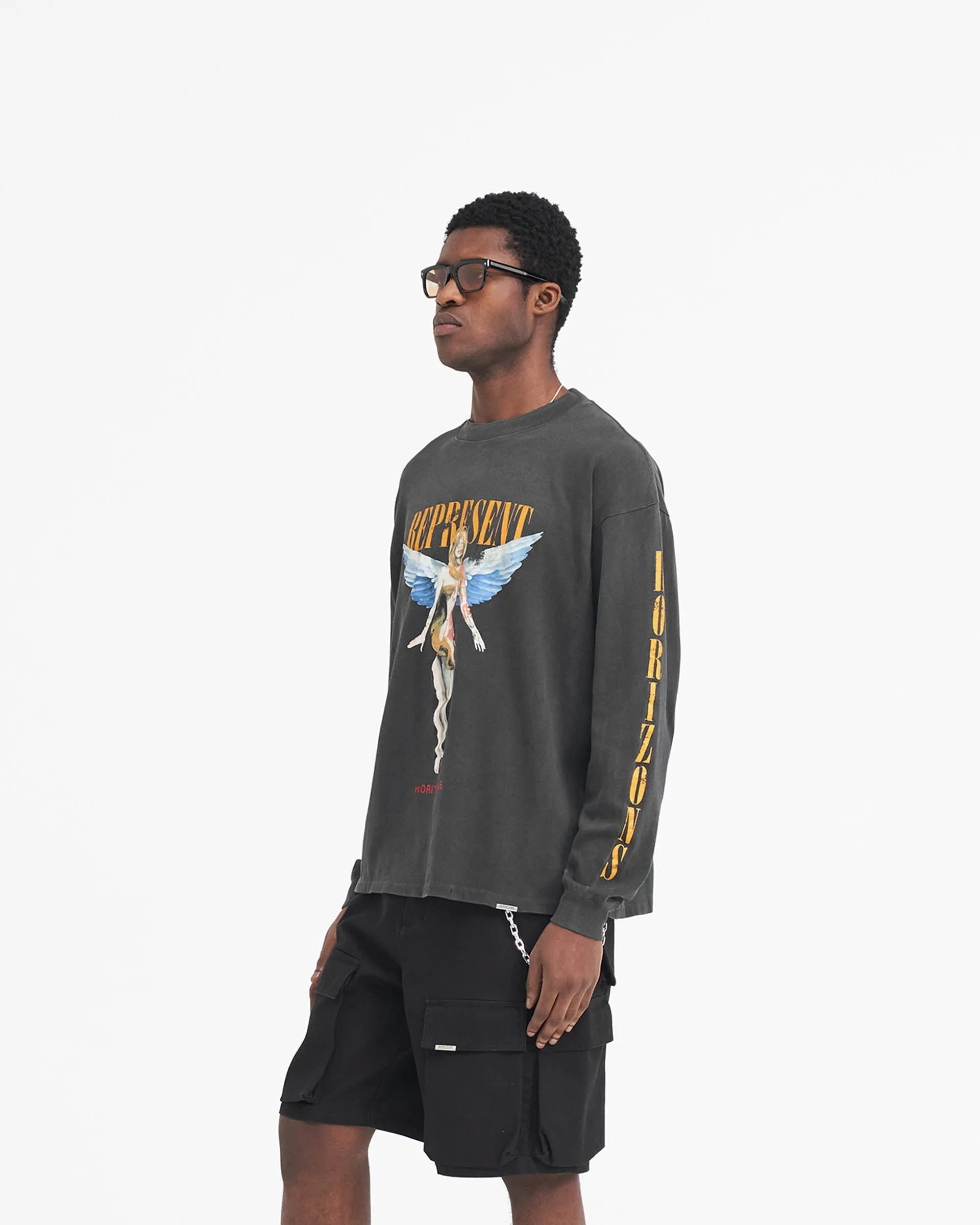 Reborn Long Sleeve T-Shirt - Aged Black sold by Represent product image thumbnail 2