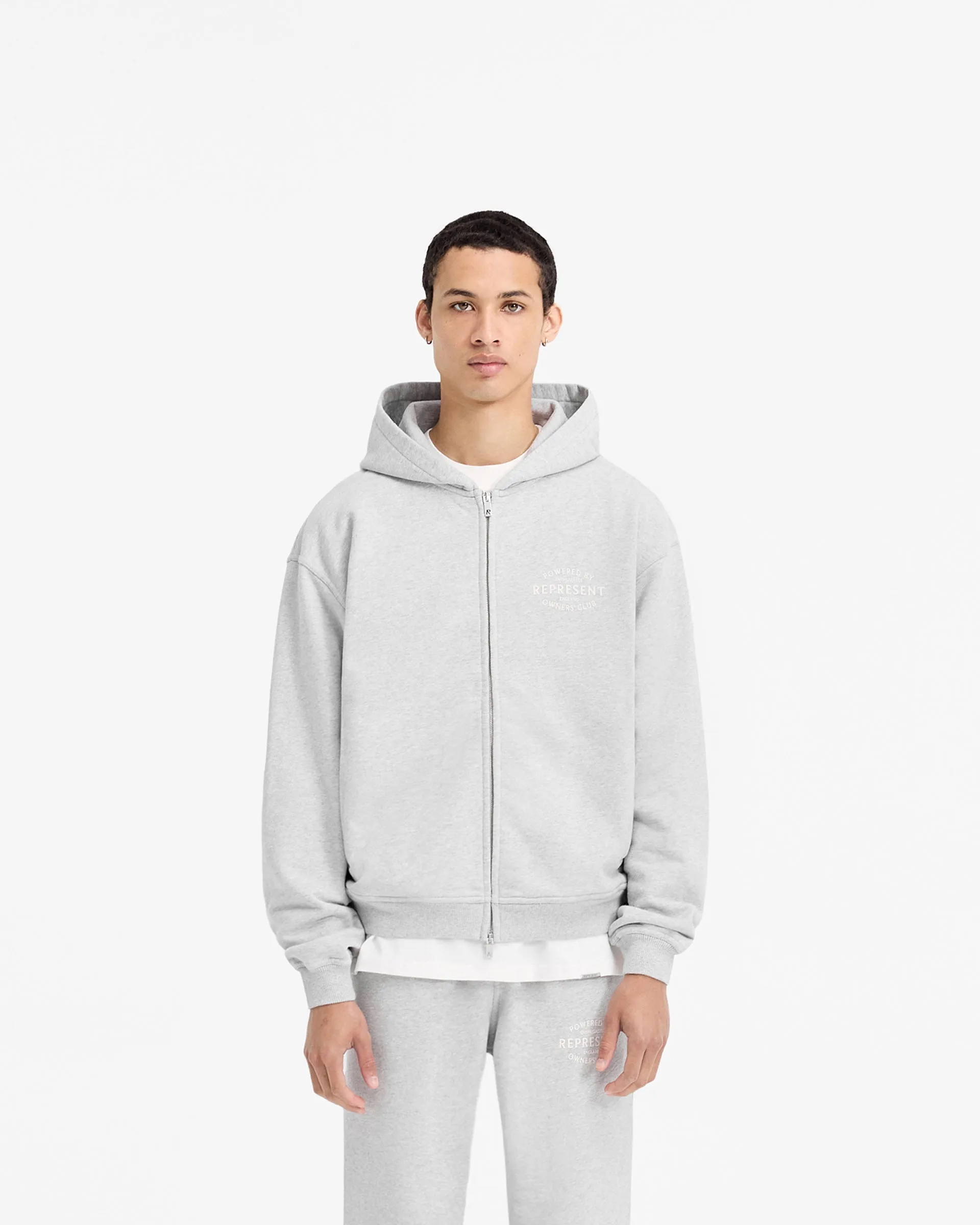 Represent Owners Club Stamp Zip Up Hoodie - Ash Grey sold by Represent product image thumbnail 3
