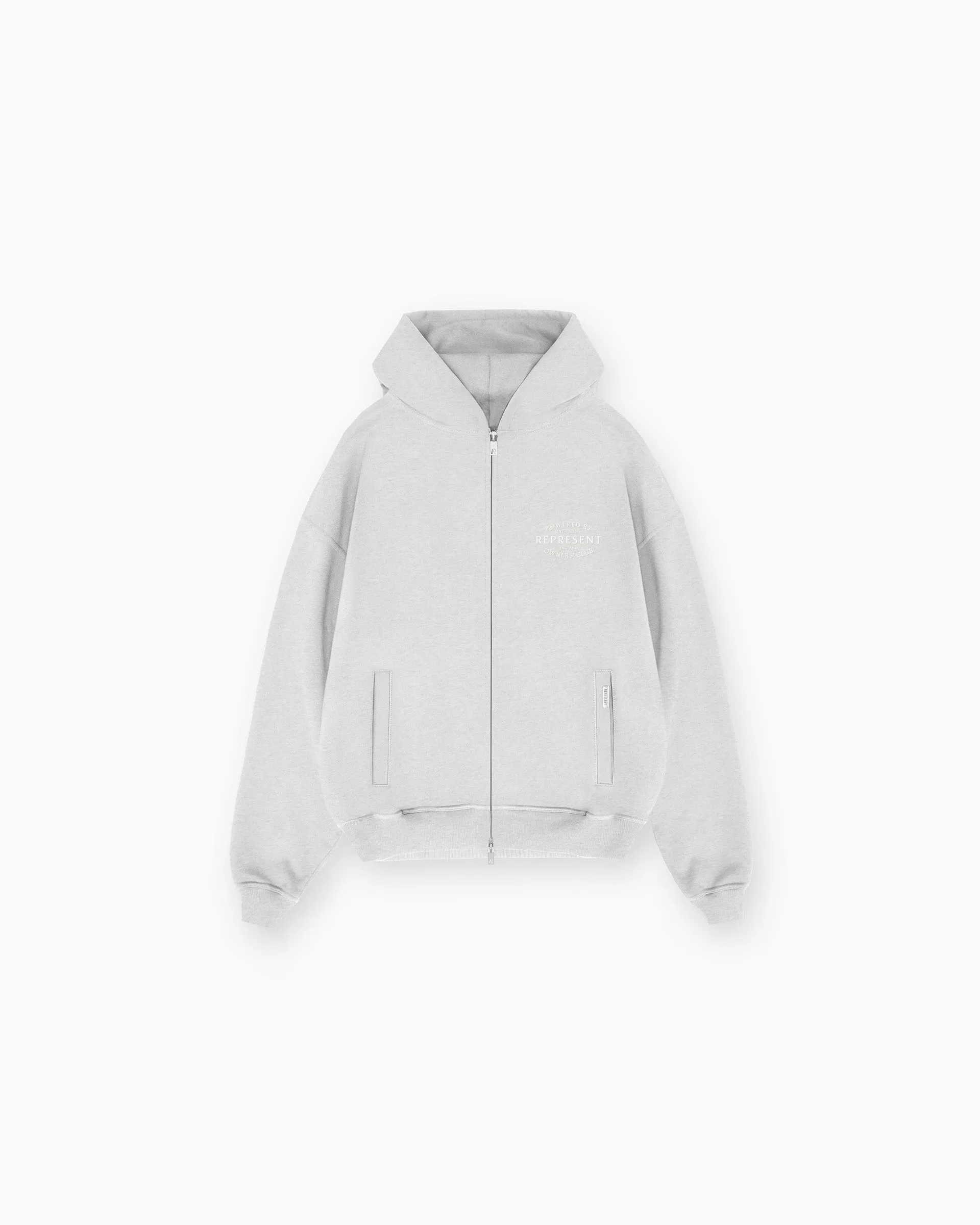 Represent Owners Club Stamp Zip Up Hoodie - Ash Grey sold by Represent