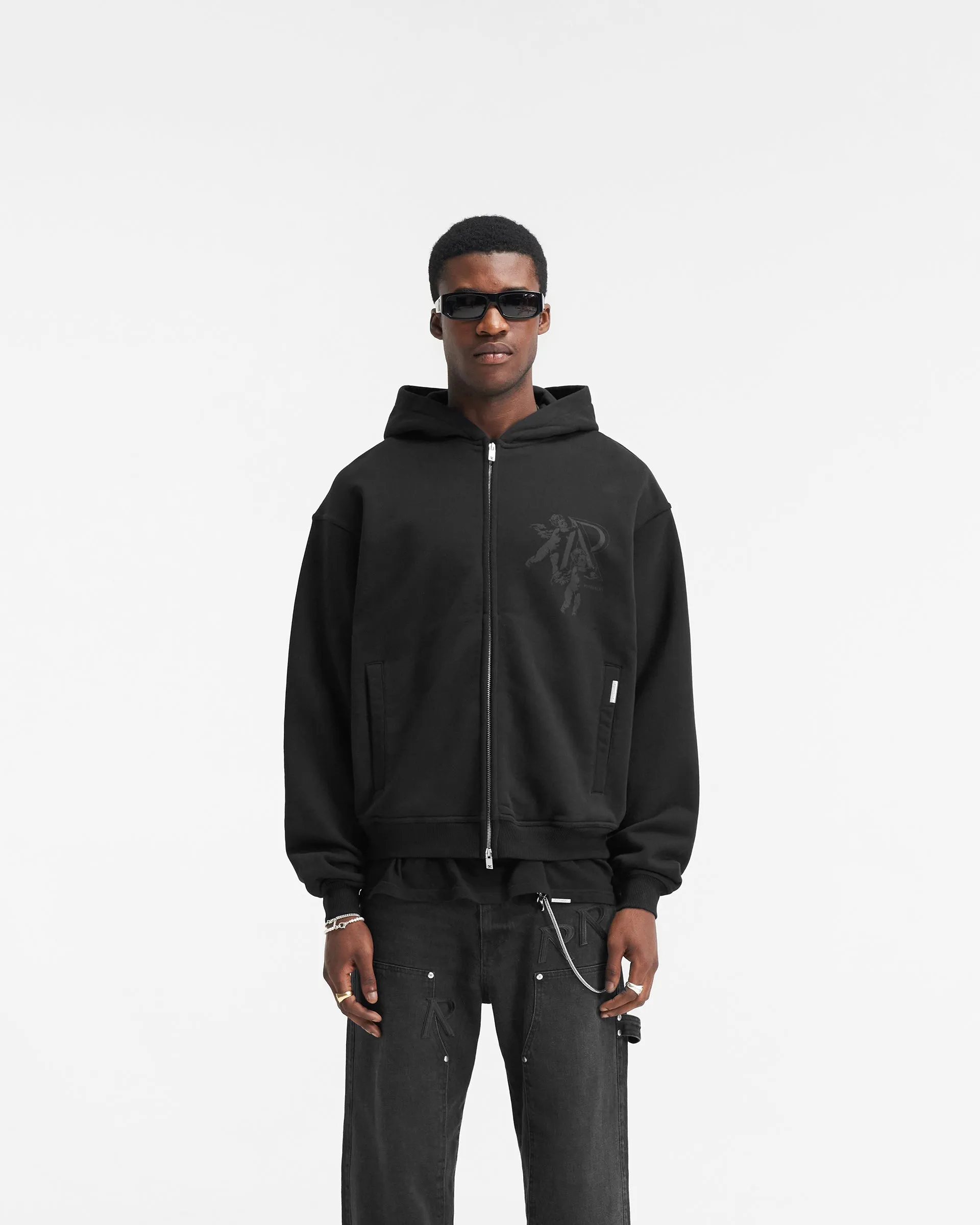 Cherub Initial Zip Hoodie - Black sold by Represent product image thumbnail 3