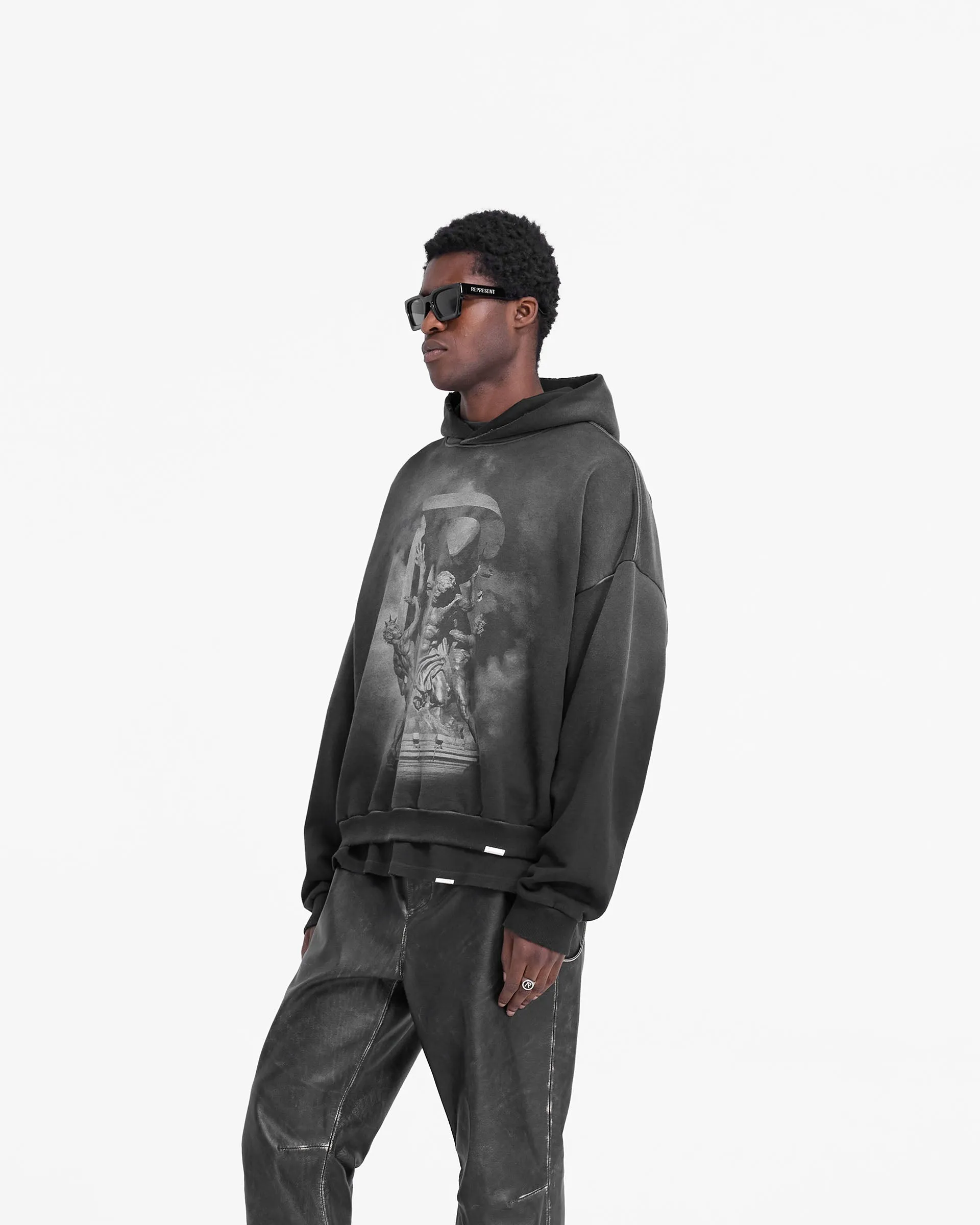 Atlas Hoodie - Stained Black sold by Represent product image thumbnail 4