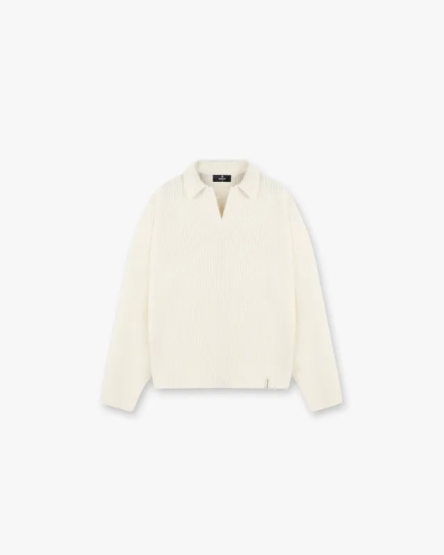 Ribbed Knit Polo - Oat sold by Represent