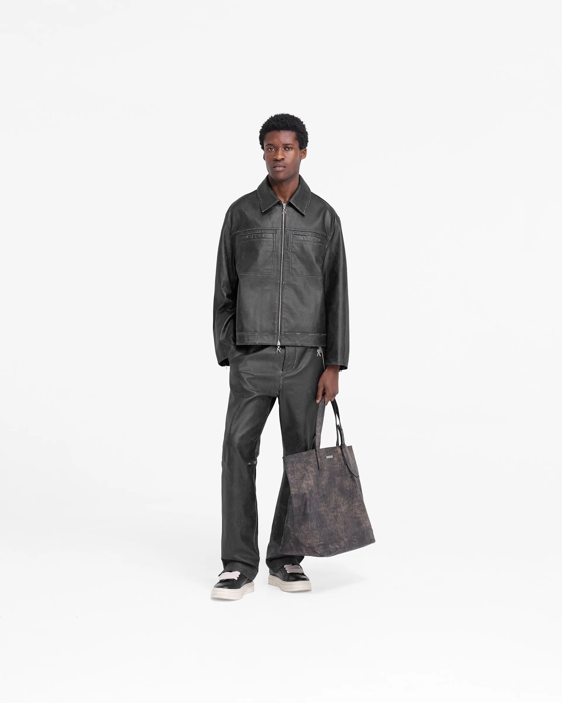 Distressed Leather Smart Jacket - Black sold by Represent product image thumbnail 5