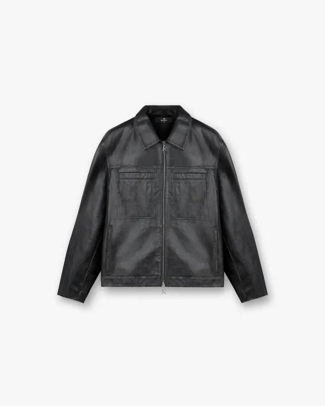 Distressed Leather Smart Jacket - Black sold by Represent