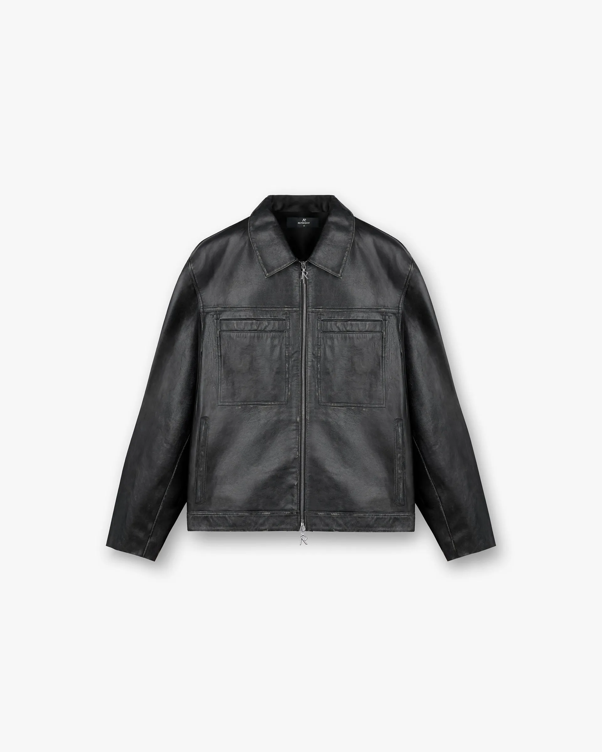 Distressed Leather Smart Jacket - Black sold by Represent