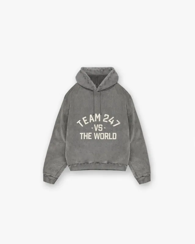 247 Vs The World Boxy Hoodie - Pewter sold by Represent