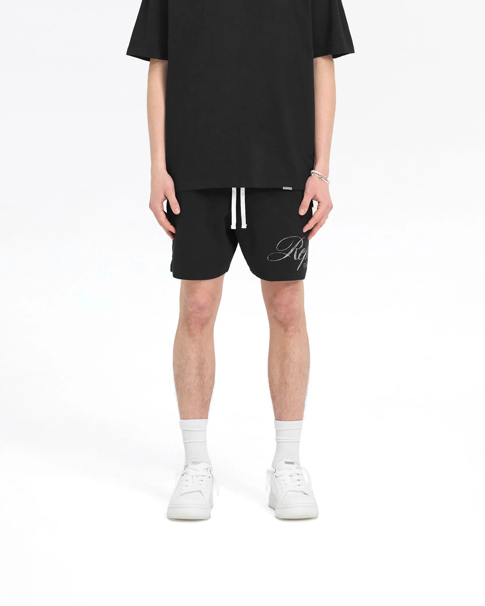 Represent Owners Club Script Mesh Shorts - Black sold by Represent product image thumbnail 3