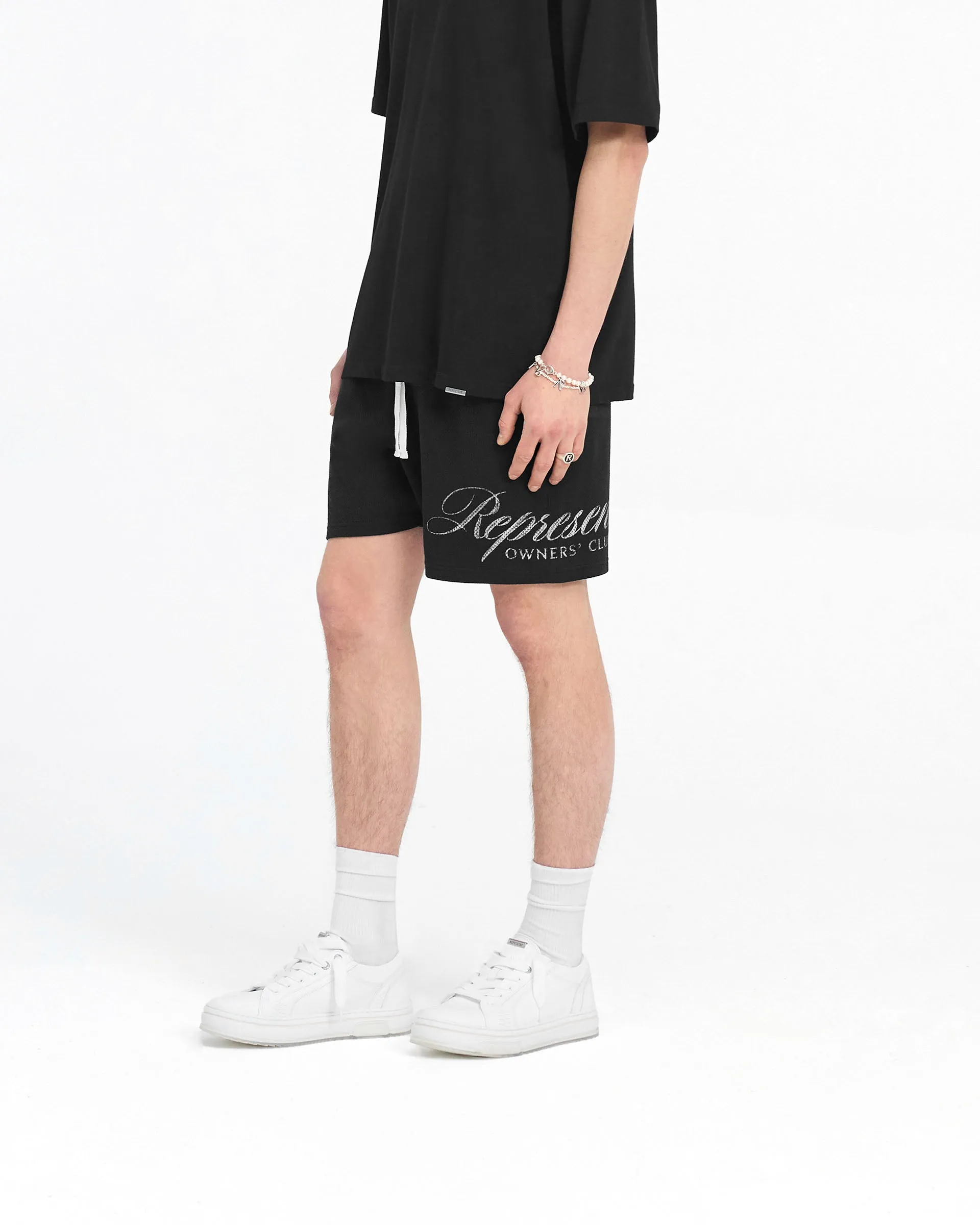 Represent Owners Club Script Mesh Shorts - Black sold by Represent product image thumbnail 4