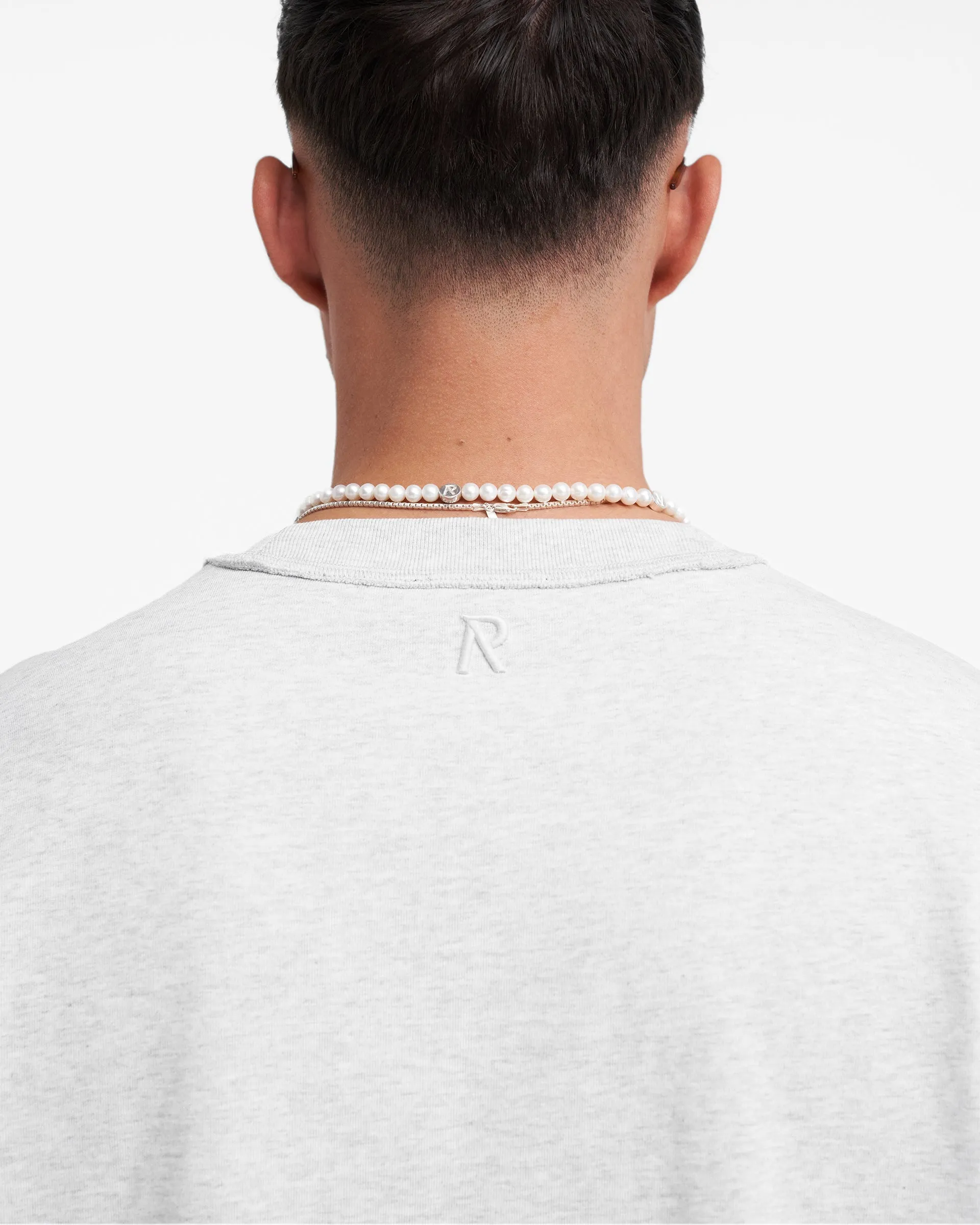 Heavyweight Initial Long Sleeve T-Shirt - Ice Grey Marl sold by Represent product image thumbnail 5