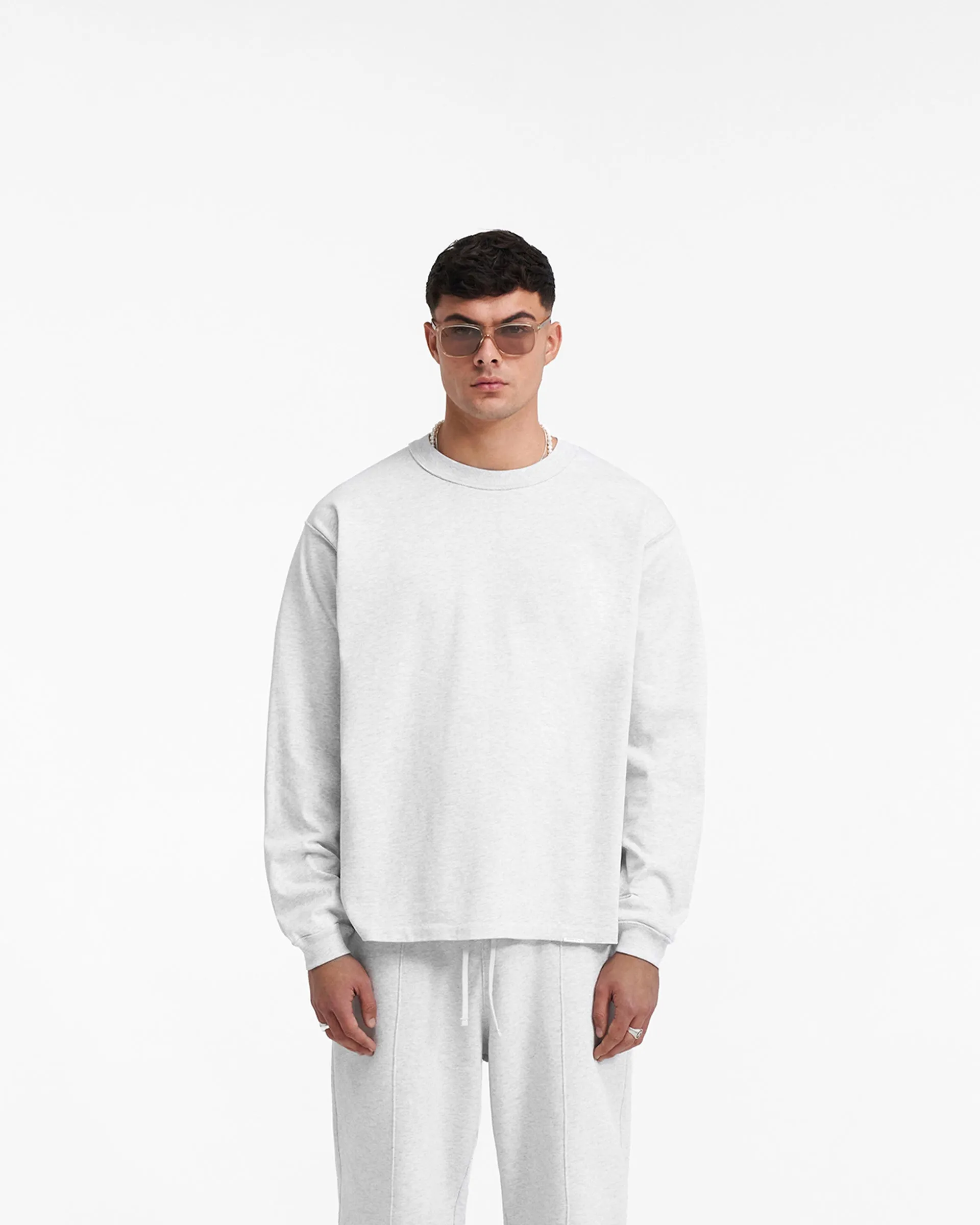 Heavyweight Initial Long Sleeve T-Shirt - Ice Grey Marl sold by Represent product image thumbnail 3