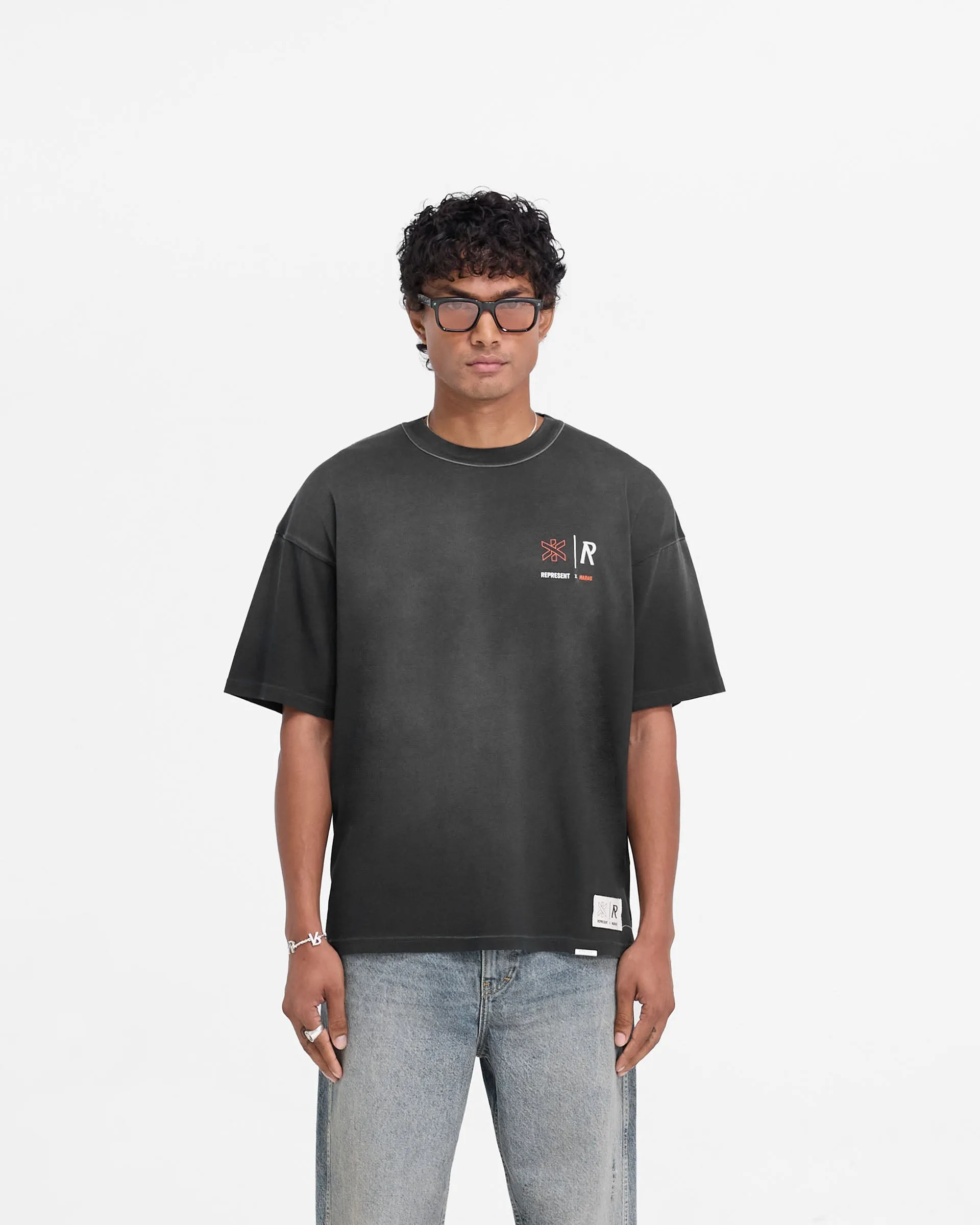 Represent X Marais Logo Lock Up T-Shirt - Aged Black sold by Represent product image thumbnail 3
