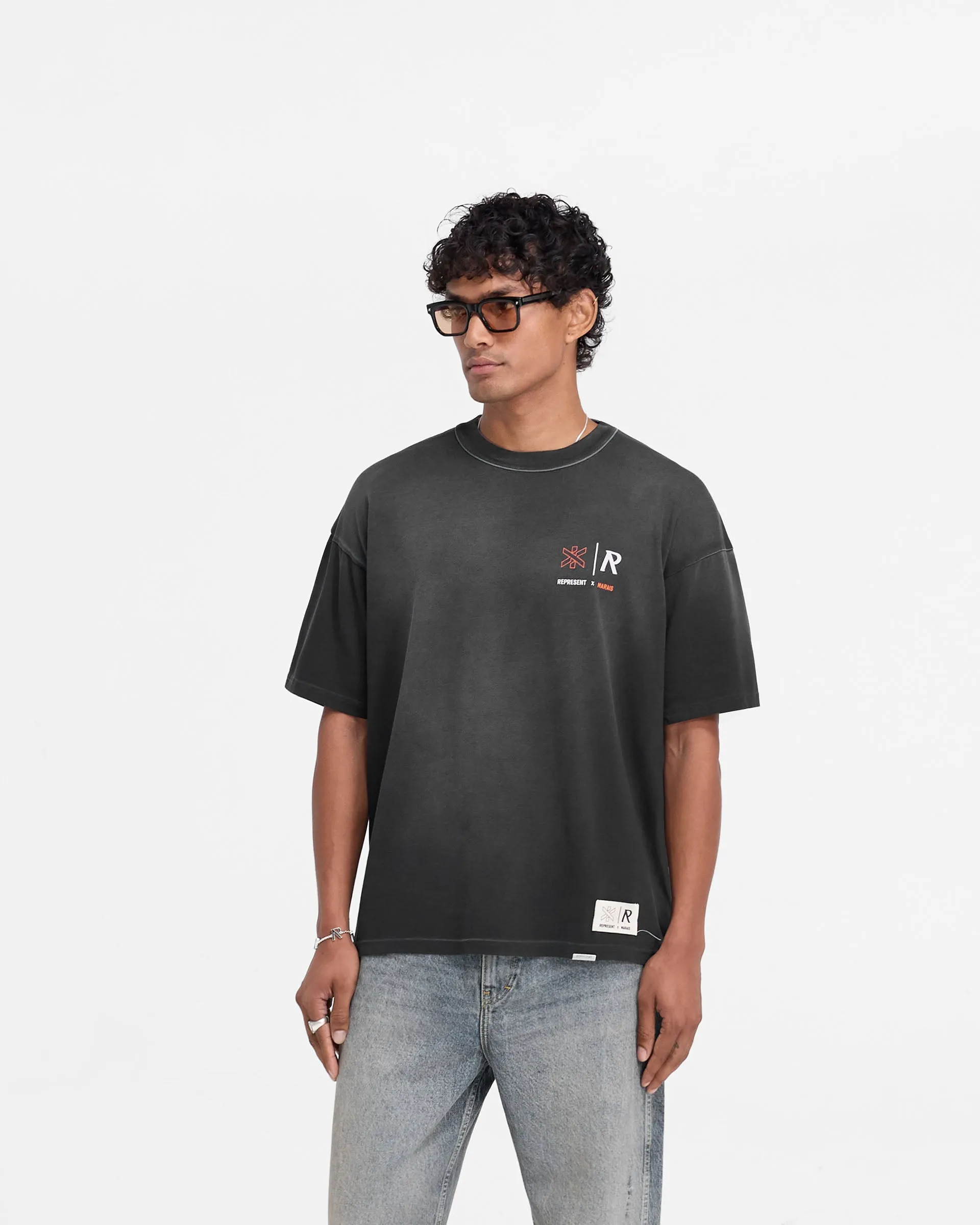 Represent X Marais Logo Lock Up T-Shirt - Aged Black sold by Represent product image thumbnail 4