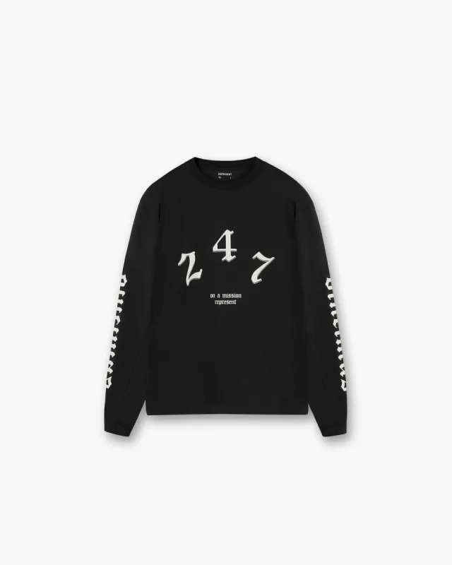 Vintage 247 Long Sleeve T-Shirt - Black Papyrus sold by Represent