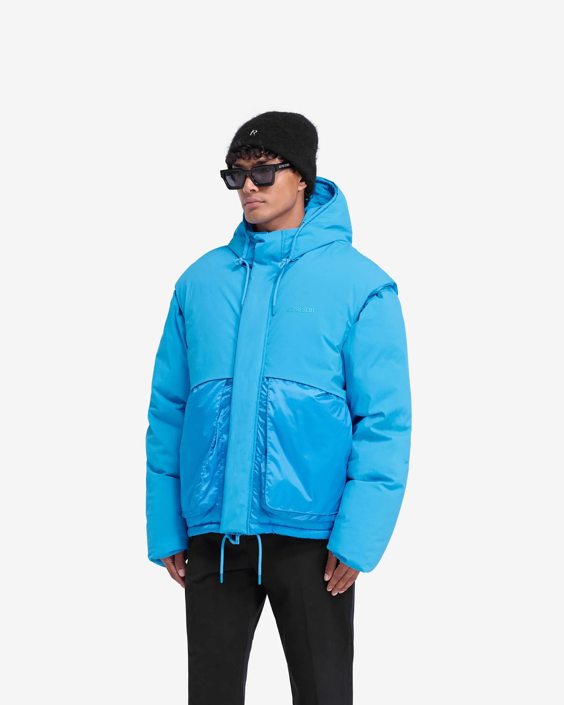 Layered Hooded Puffer - Electric Blue sold by Represent product image thumbnail 2