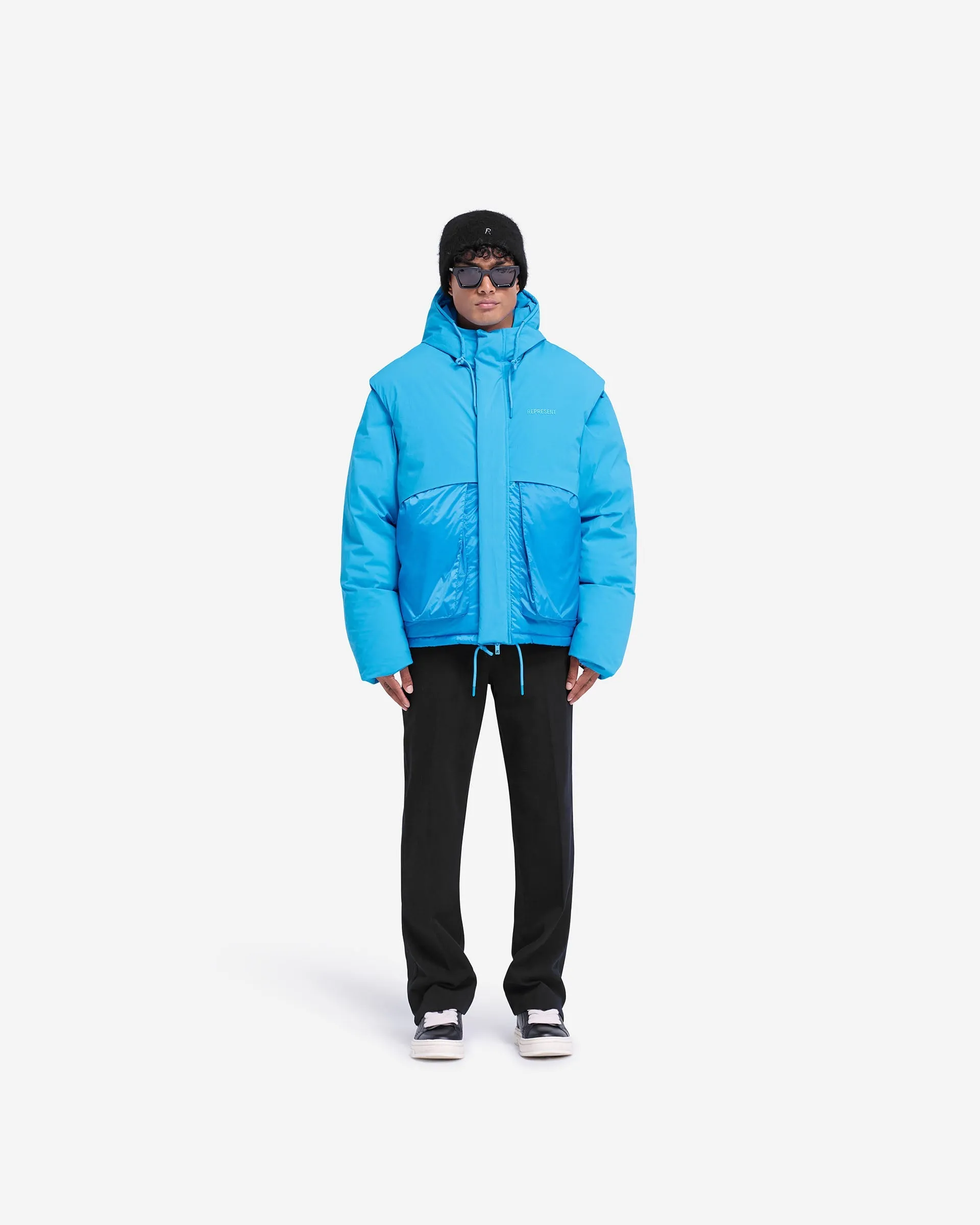 Layered Hooded Puffer - Electric Blue sold by Represent product image thumbnail 4